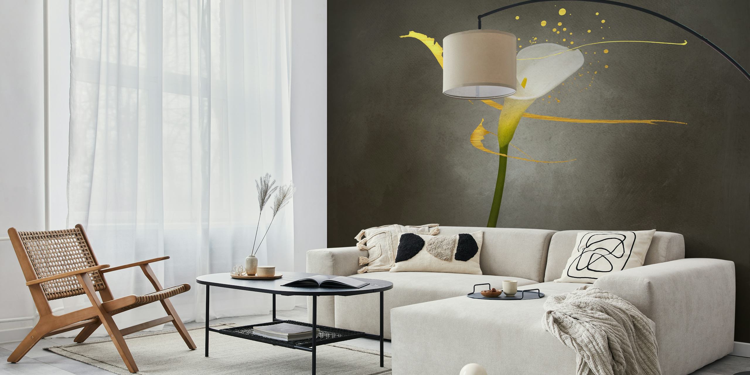 Fototapeta Calla lily na vintage zlatém pozadí