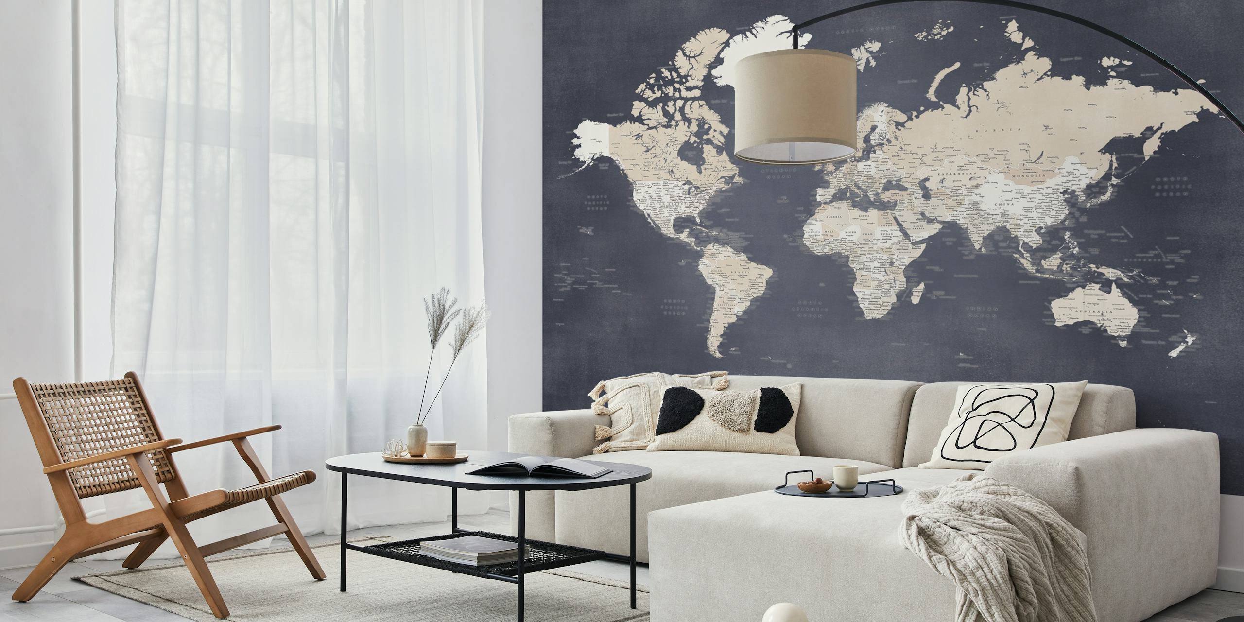 World Map Glyn Antarctica wallpaper in a room