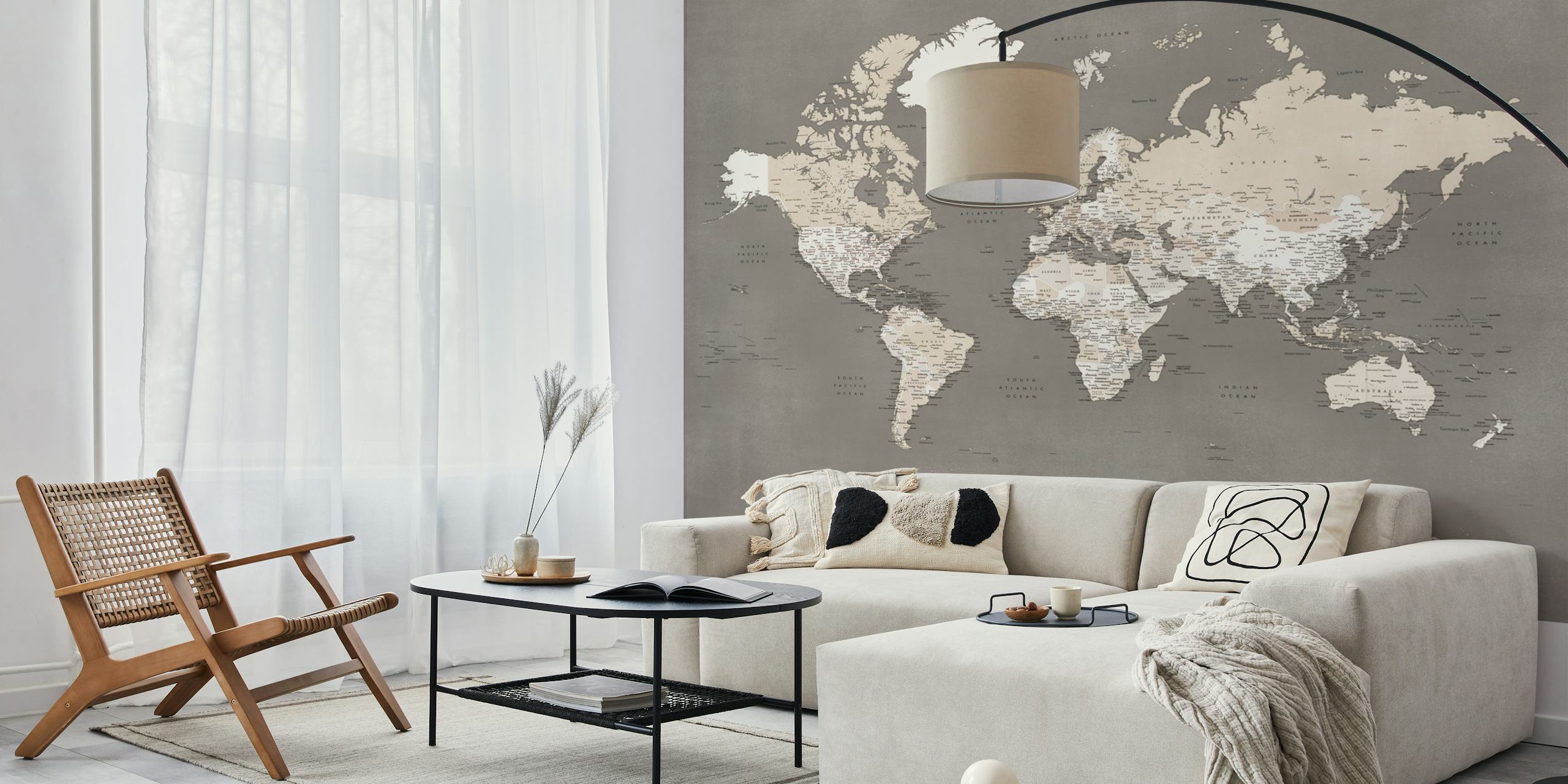 World Map Phuoc Antarctica tapet visad i ett rum