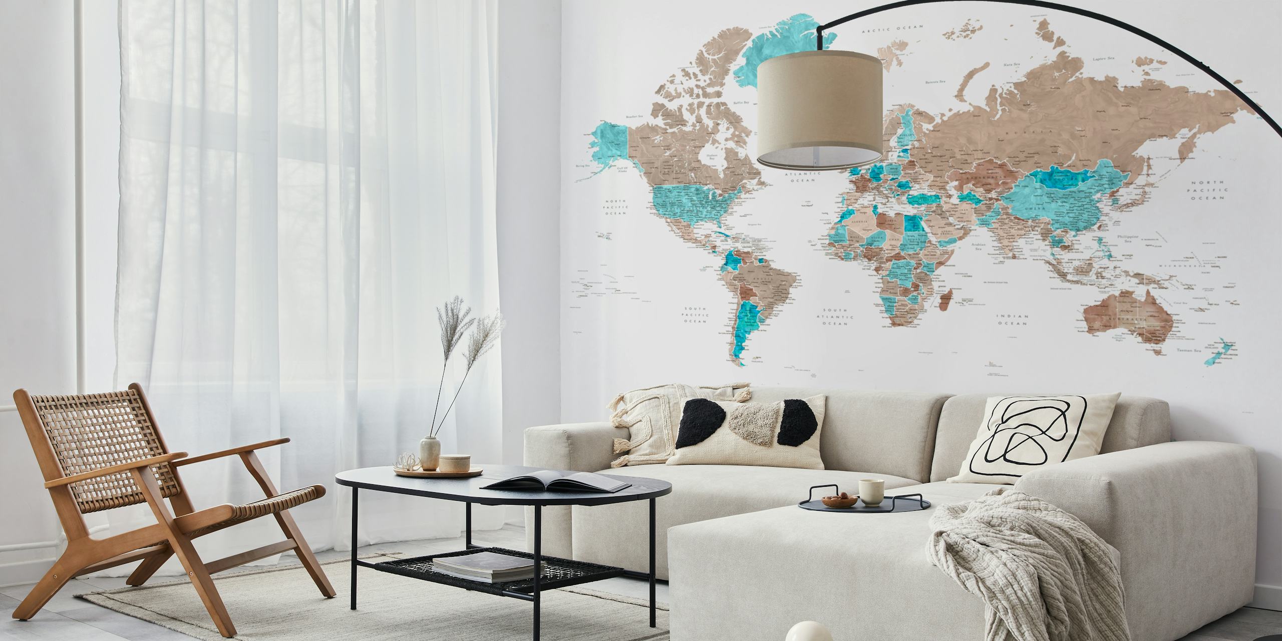 World Map Leolah Antarctica wallpaper in a room