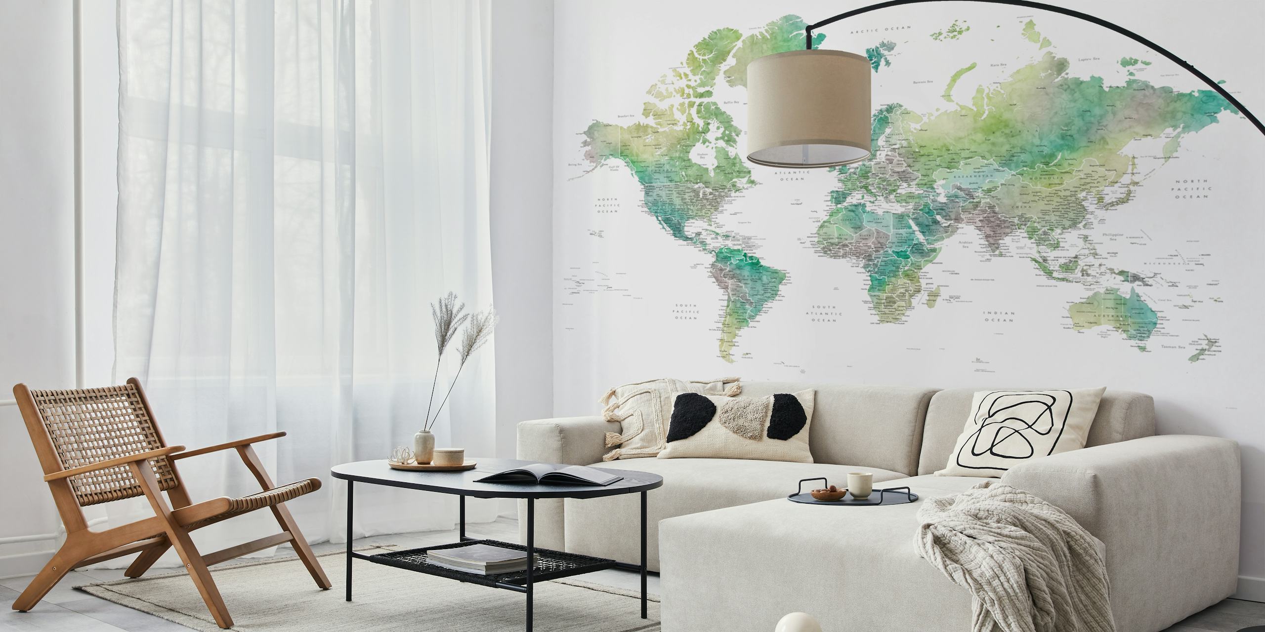 World Map Oriole Antarctica tapetti huoneessa