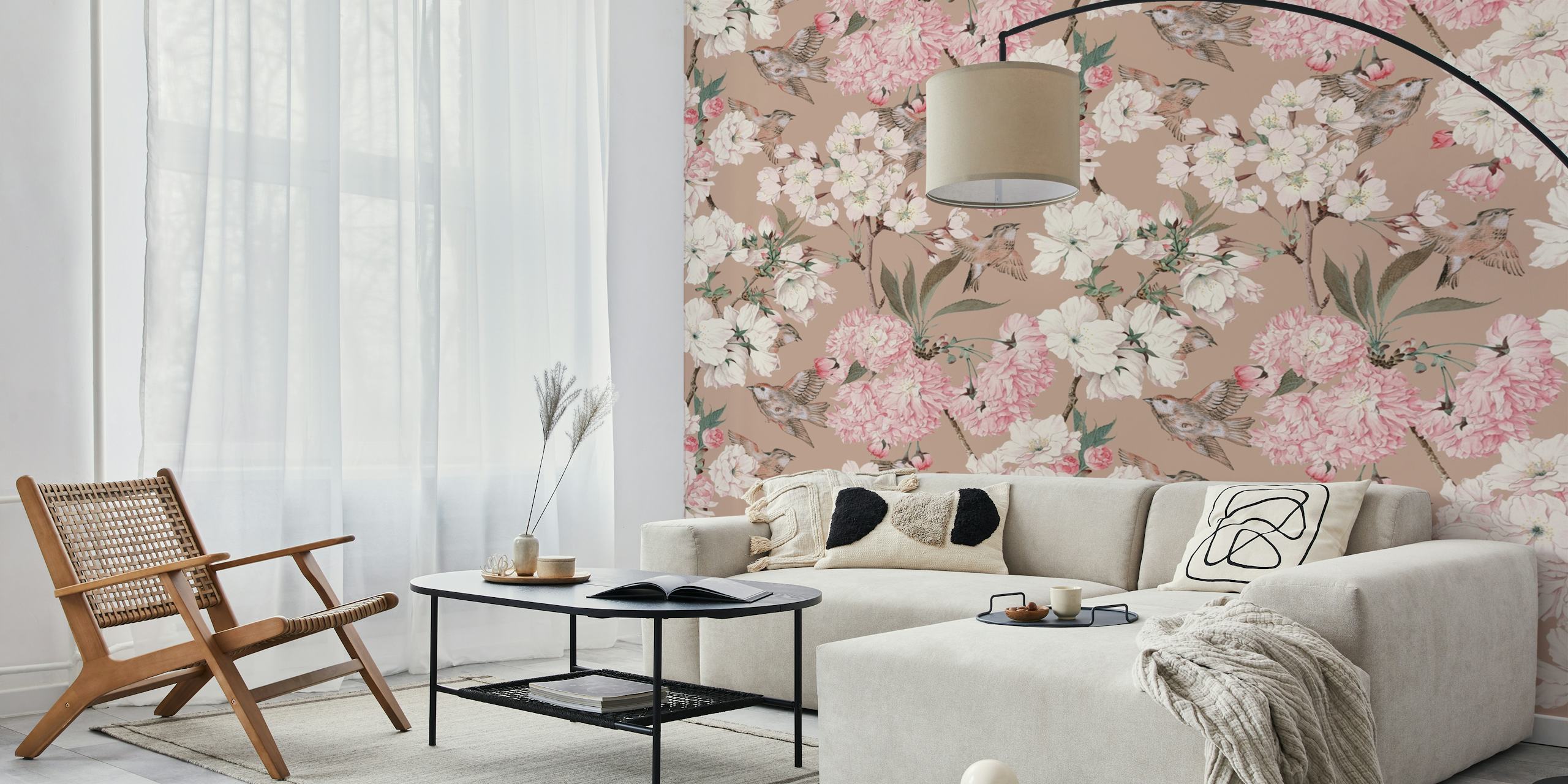 Vintage Japanese Sakura Garden wallpaper design image