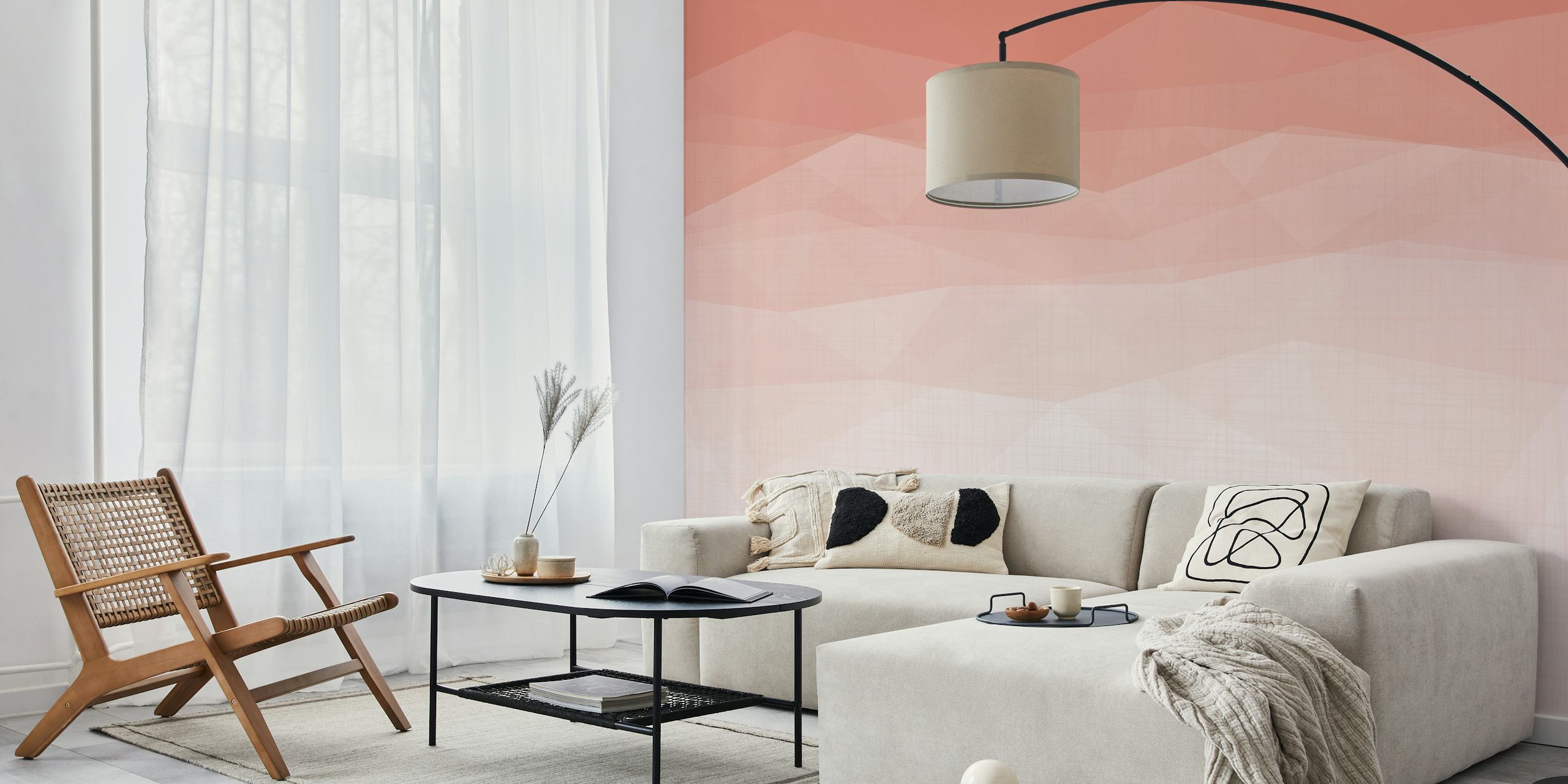 Geometric peach triangles with muted tones wallpaper