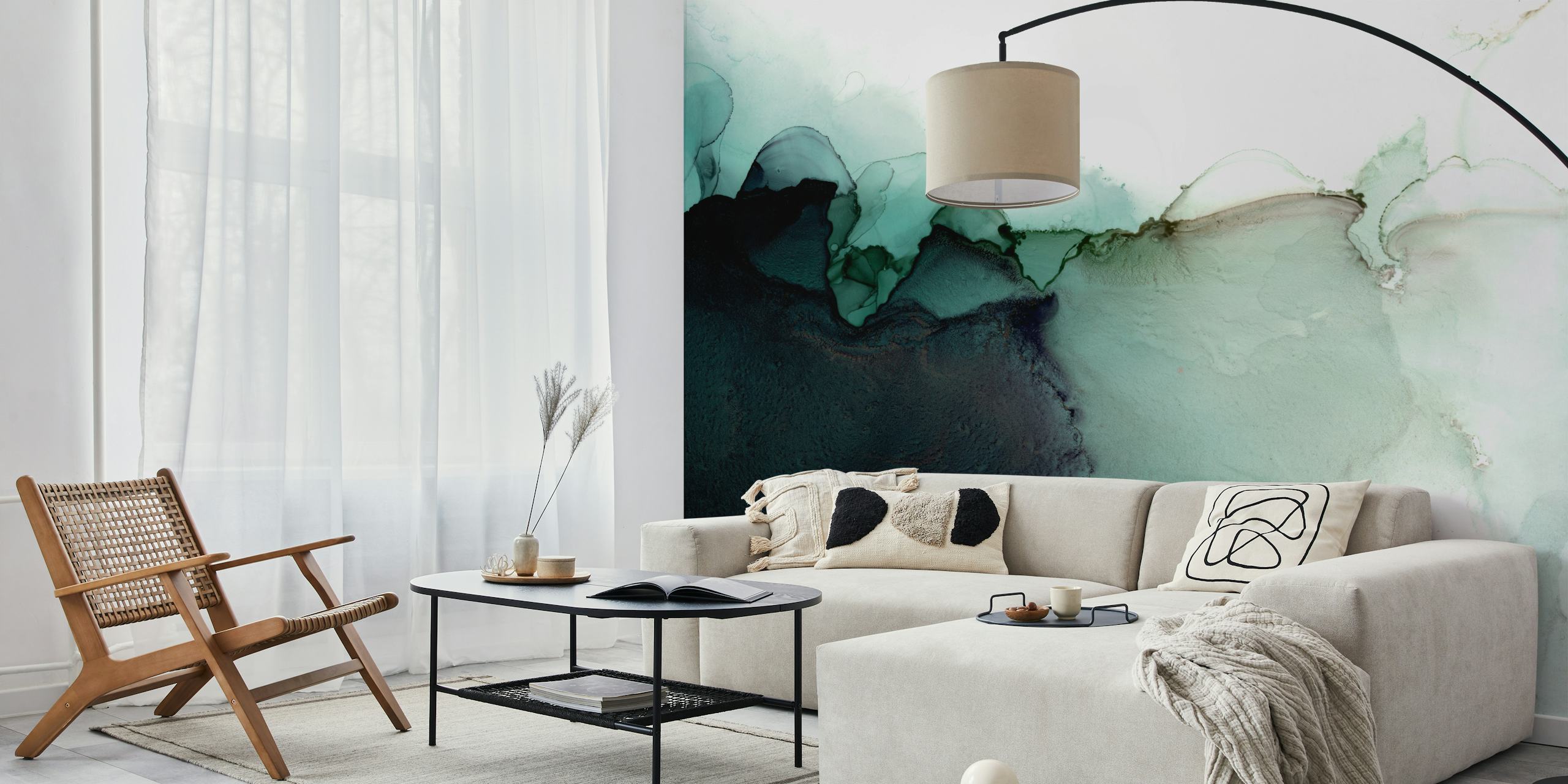 Abstract wallpaper design in a room
