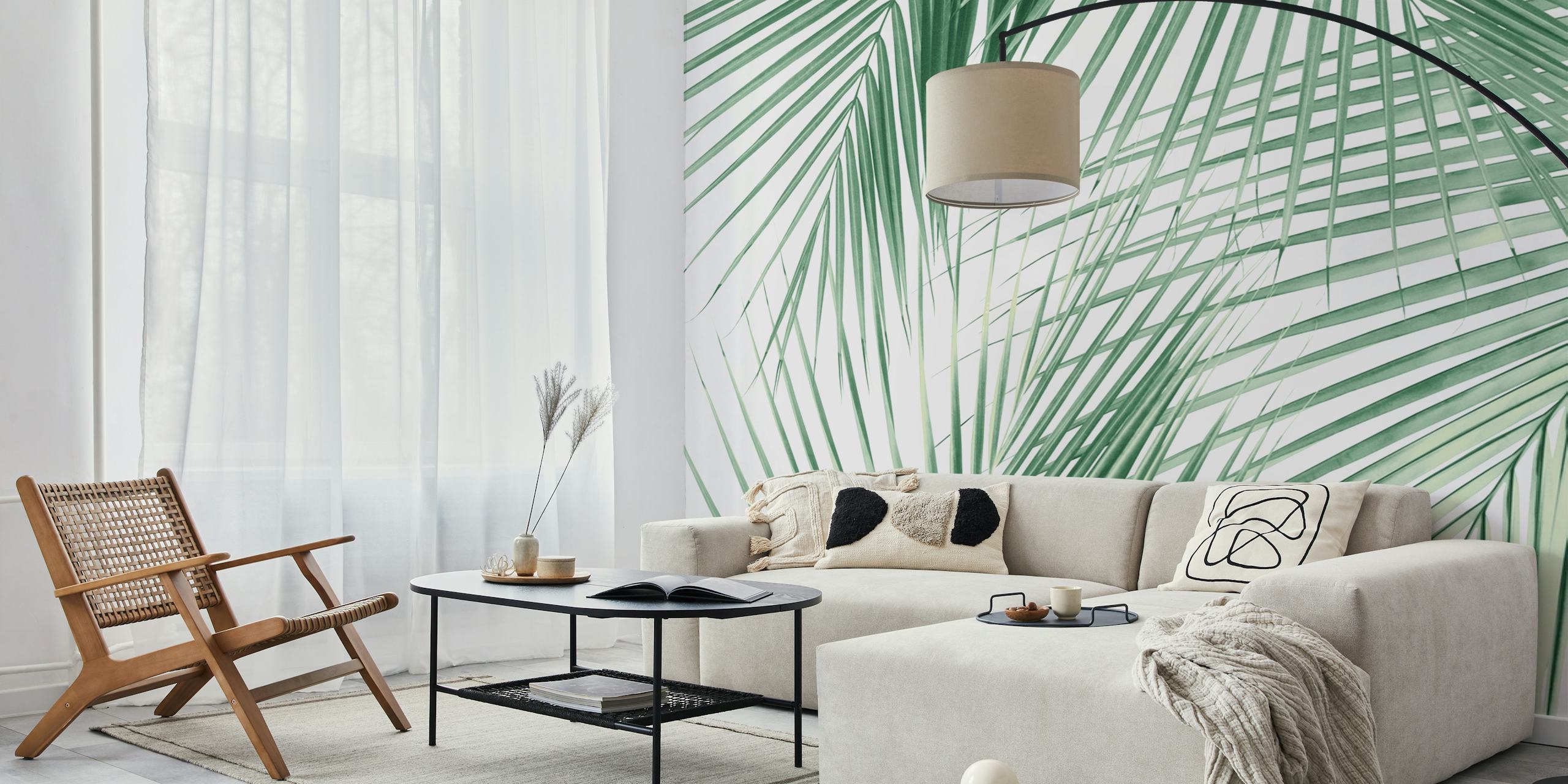 Palm Leaves Jungle Dream 1 Tapete in einem Raum