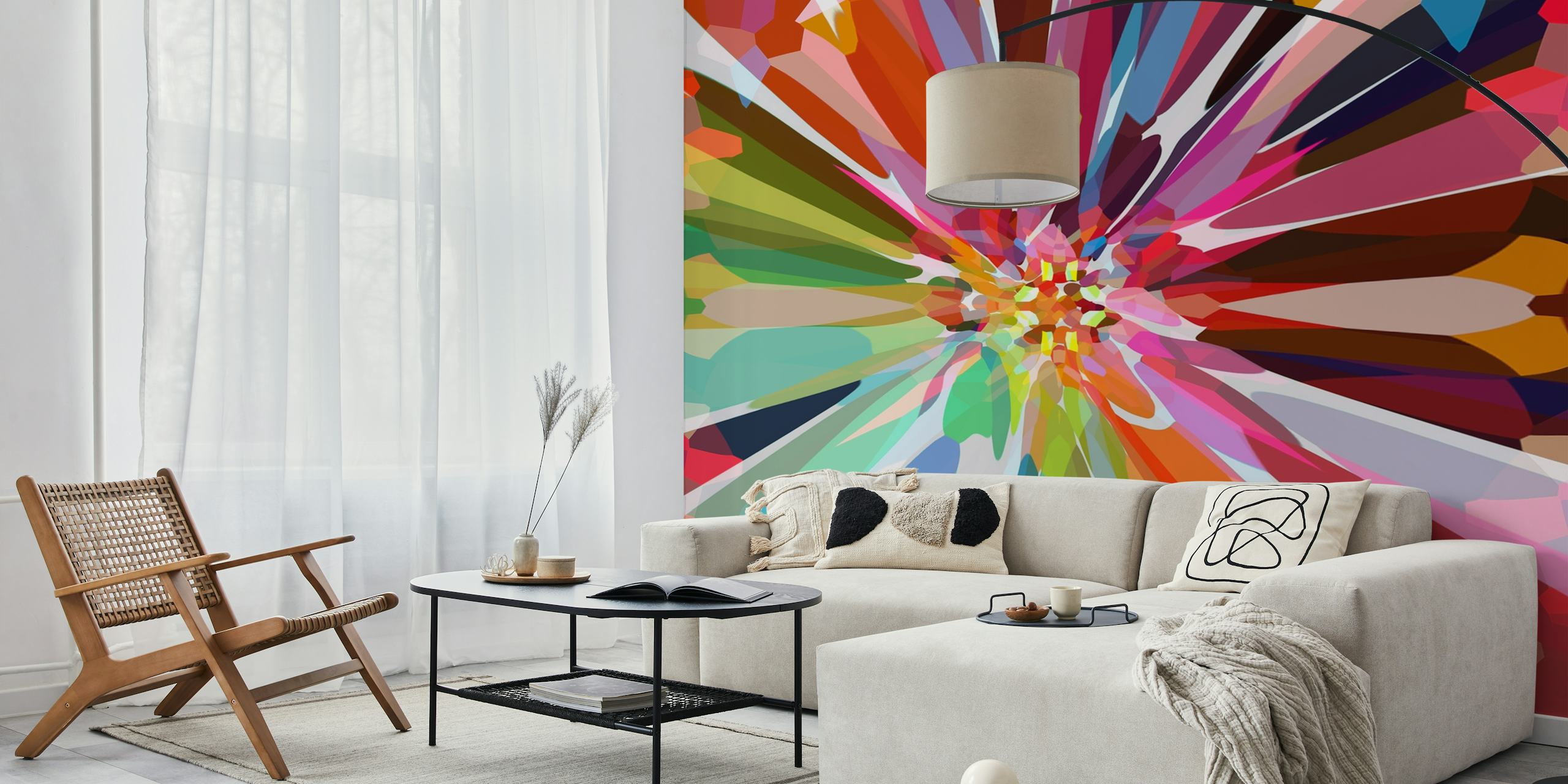 Colorful abstract floral design with vibrant hues wallpaper