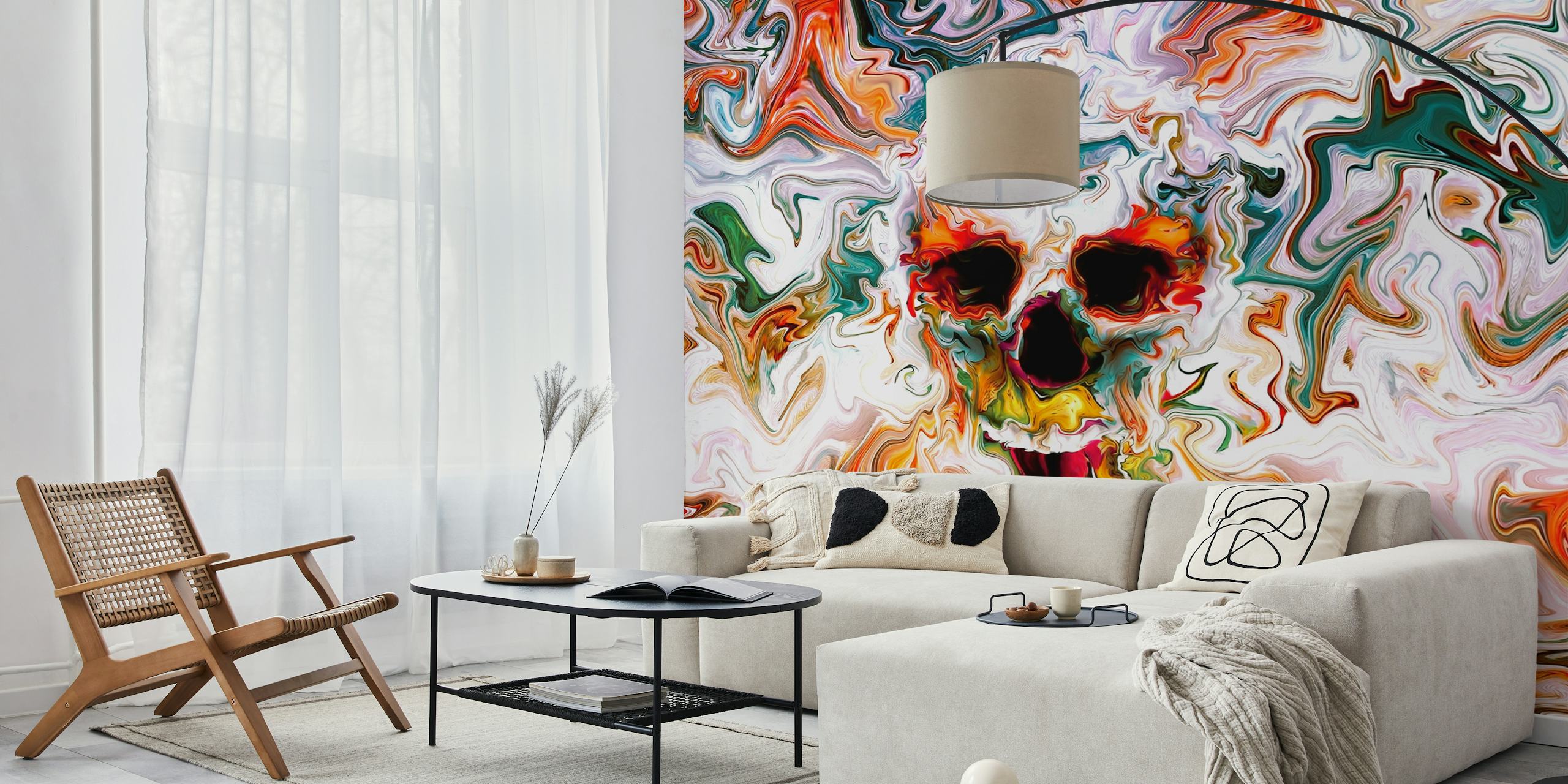 Abstract Skull tapet i et rom