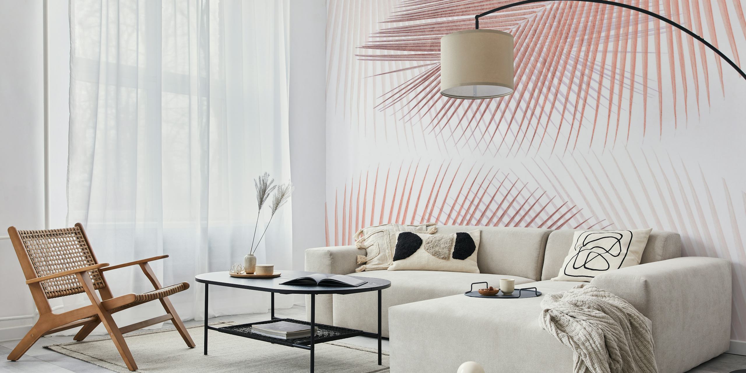Palm synchronicity rose gold carta da parati in una stanza