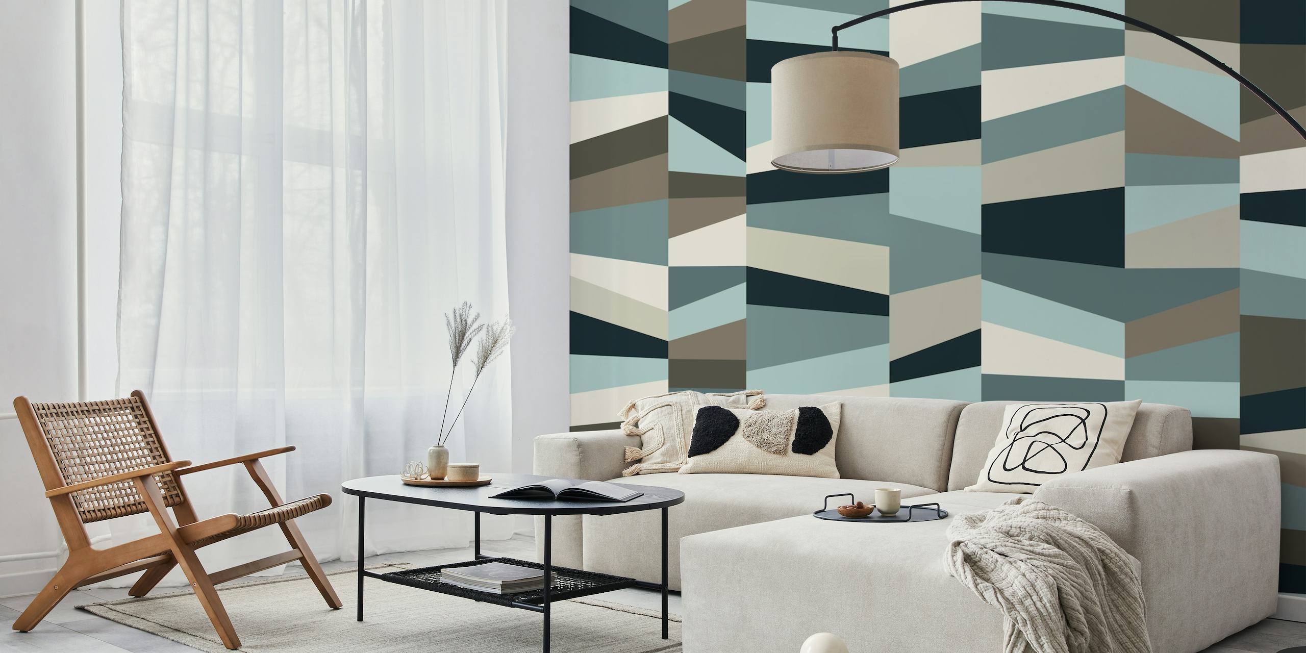 Nordic Color Blocks Mint Taupe behang