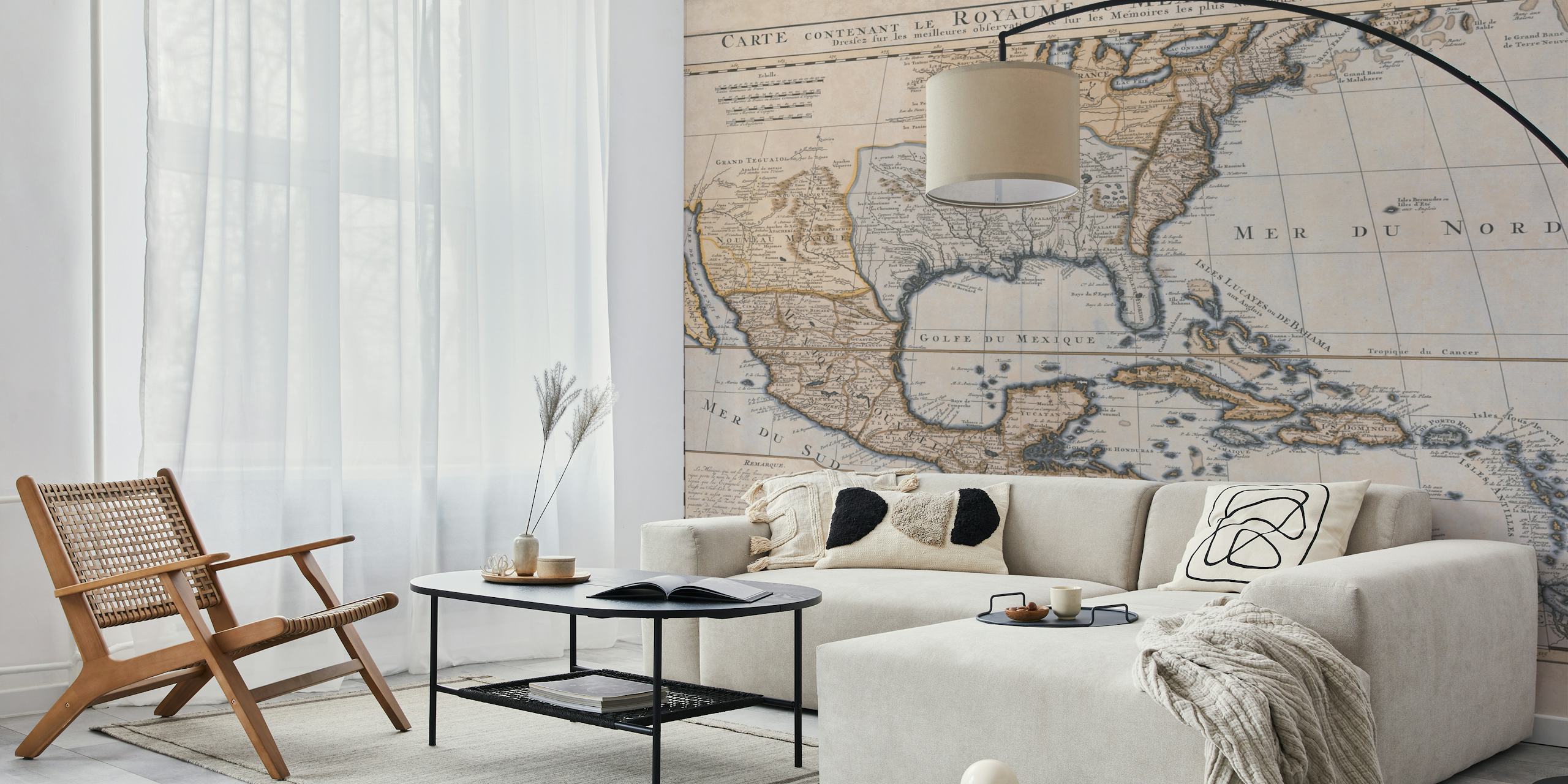 Vintage Old Map of Mexico and Florida wallpaper