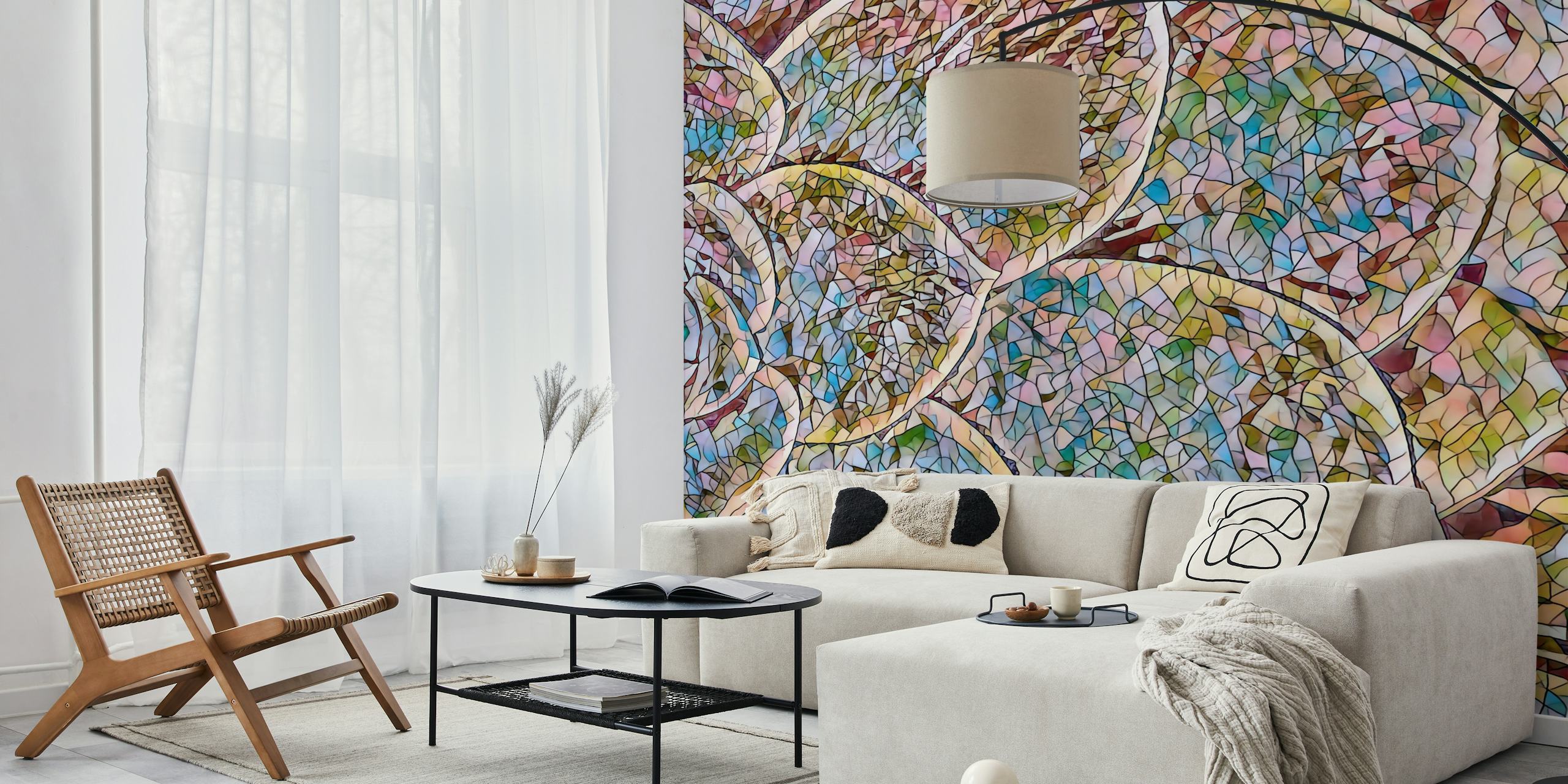 Succulent Mosaic Tapete in einem Raum angezeigt