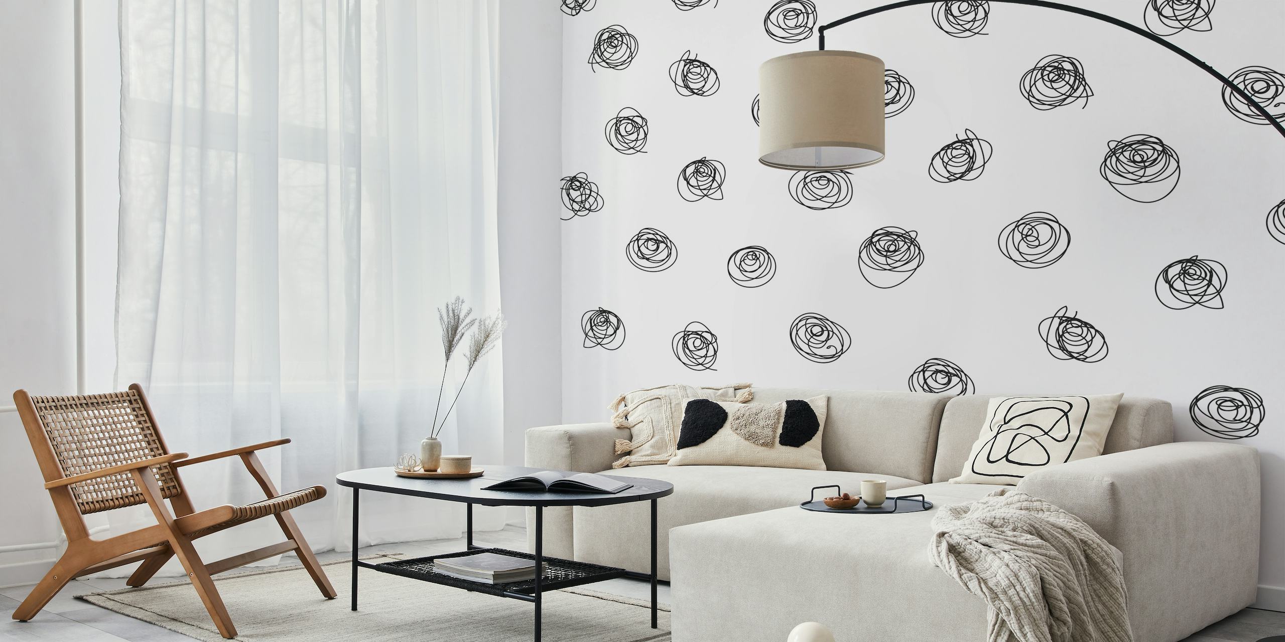 Abstract sketched circles wall mural from happywall.com