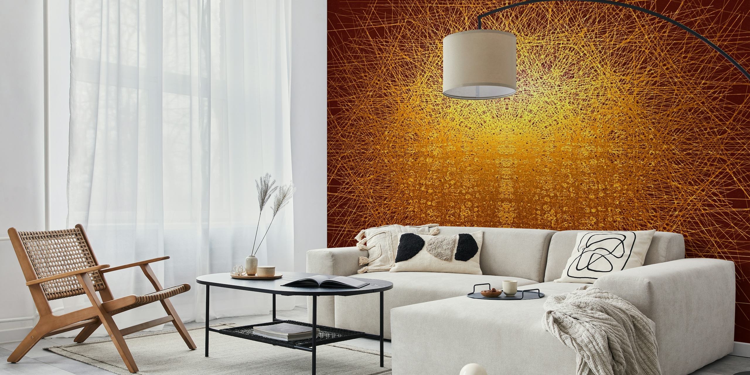 Golden Sunset Abstract Wallart behang