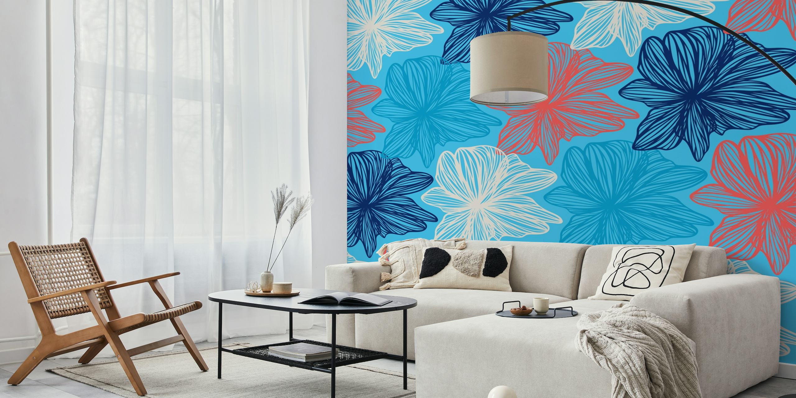 Blue shape flowers wallpaper