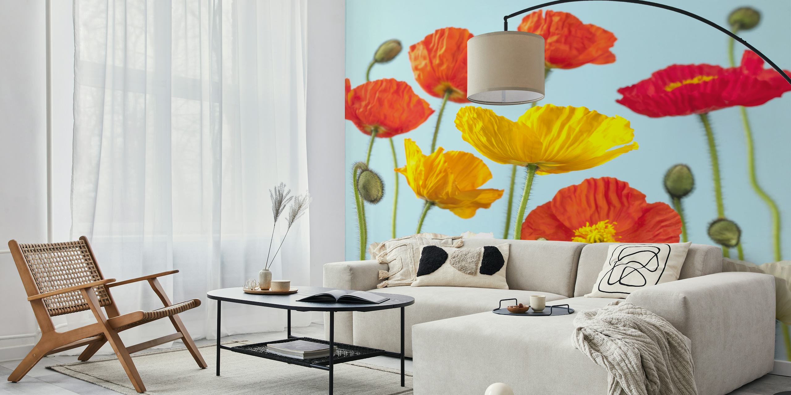 Papel pintado Multicoloured Poppies en una habitación