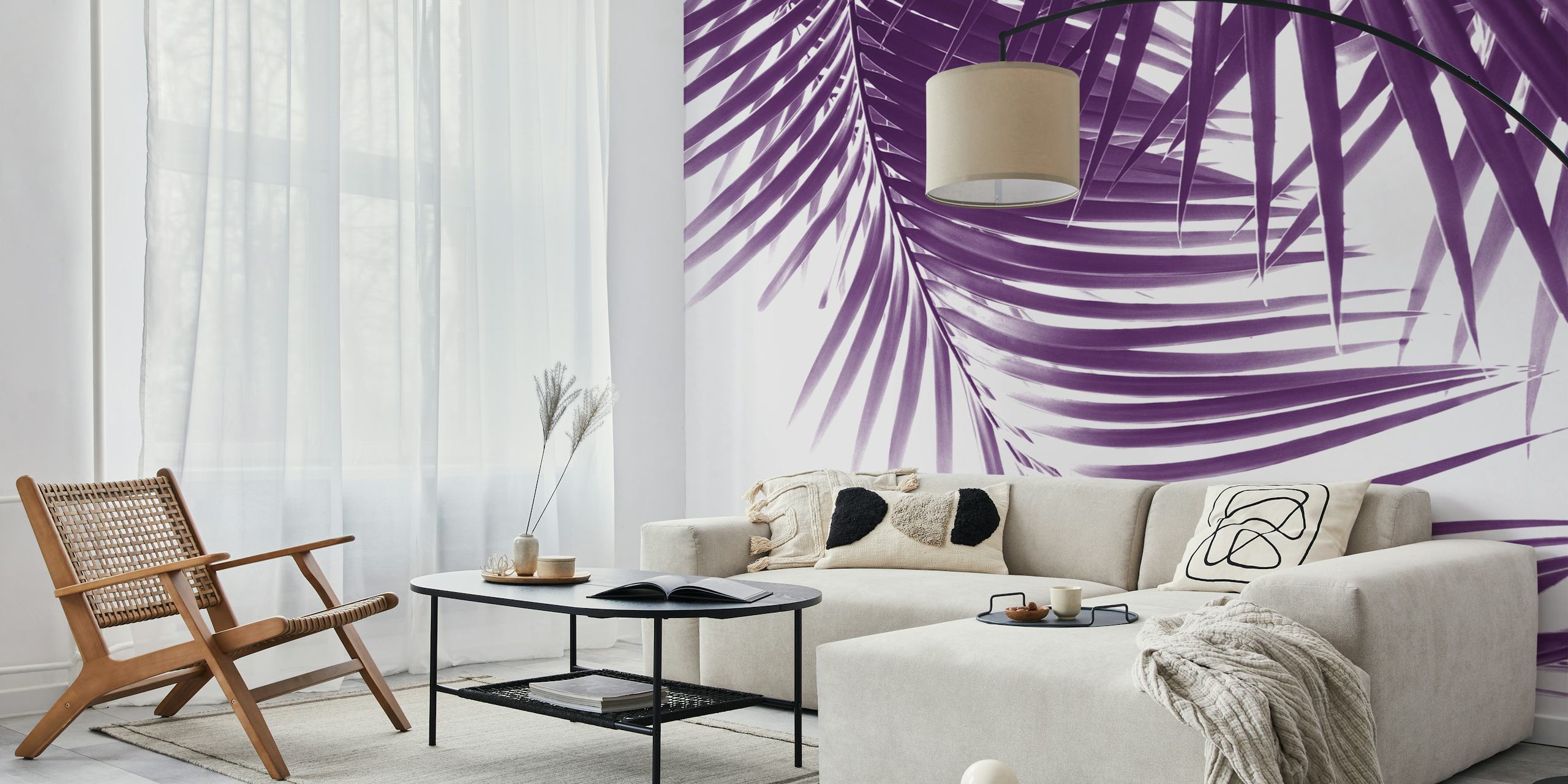 Palm leaves wallpaper dans un cadre de chambre élégant