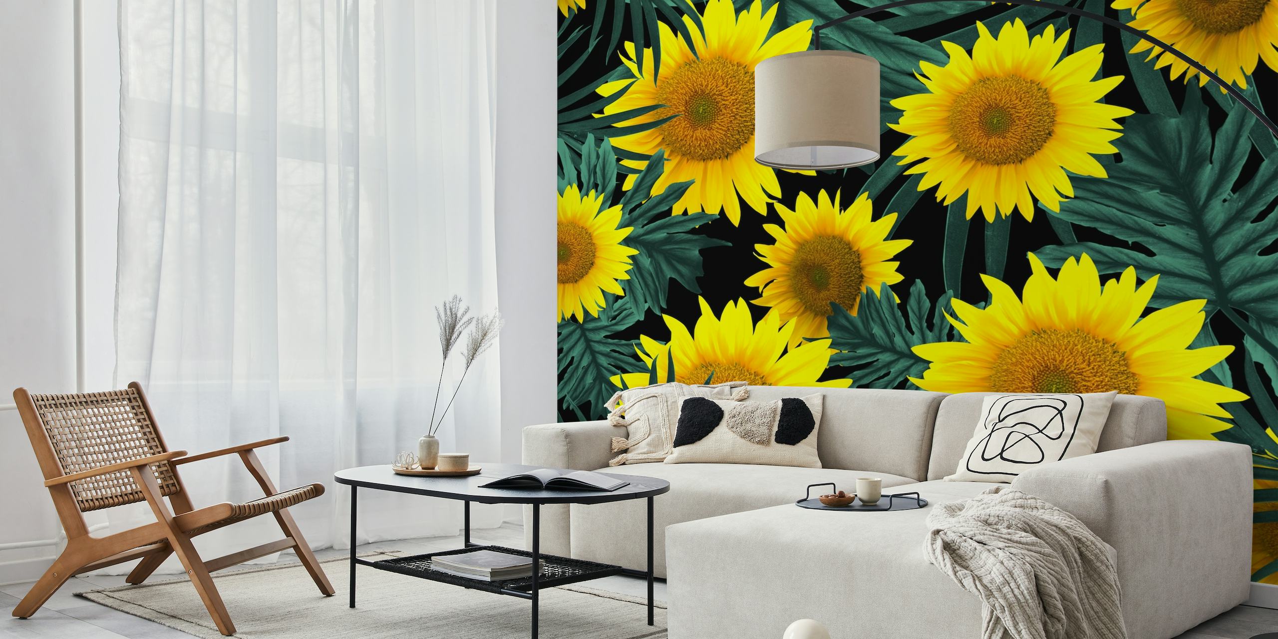 Tropical Sunflower Night 1 papel de parede