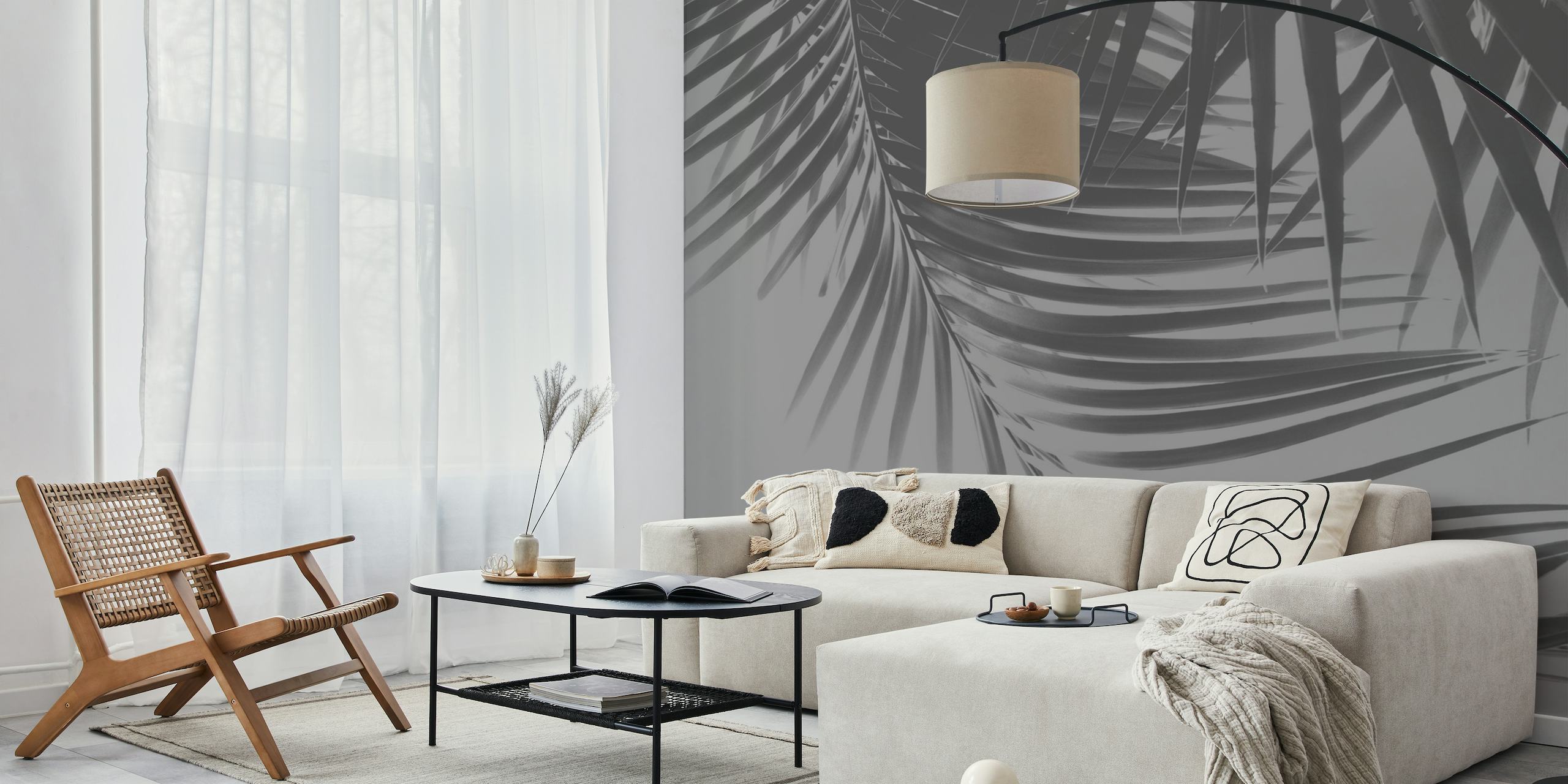 Palm Leaves Gray Vibes 1 behang