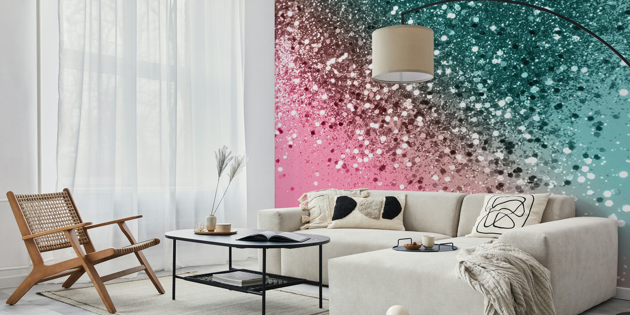 Tropical Watermelon Glitter Tapete in einem Raum