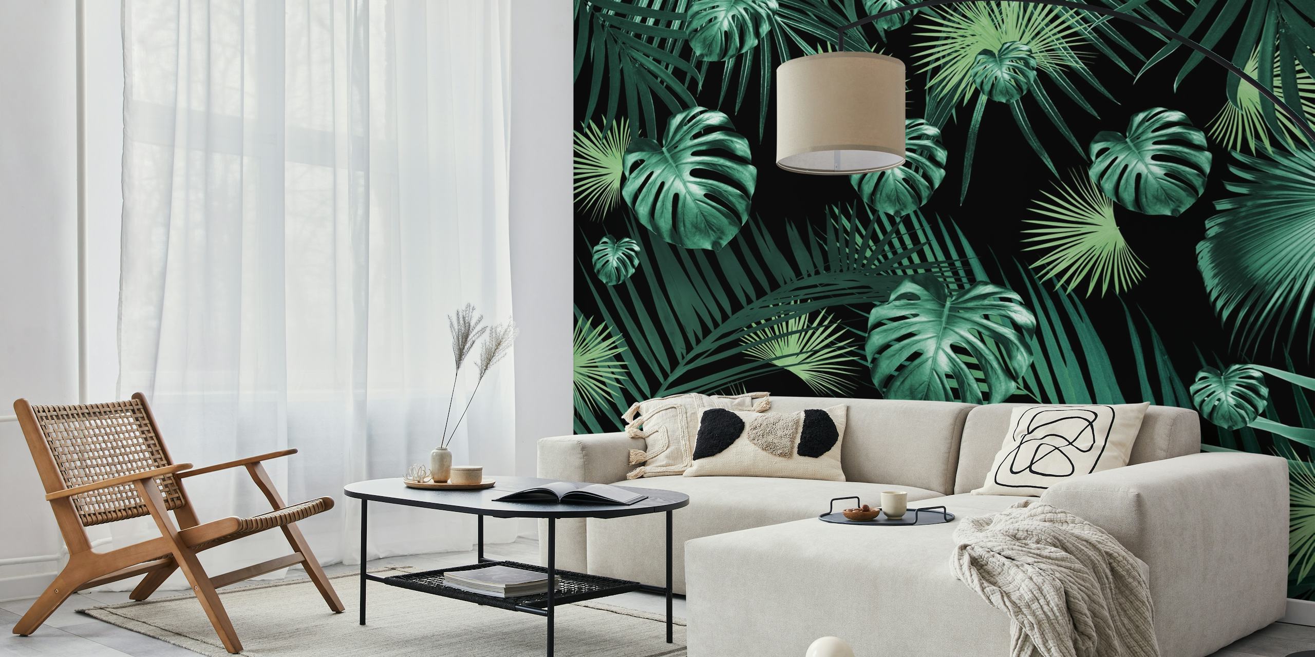 Tropical jungle wallpaper in a room