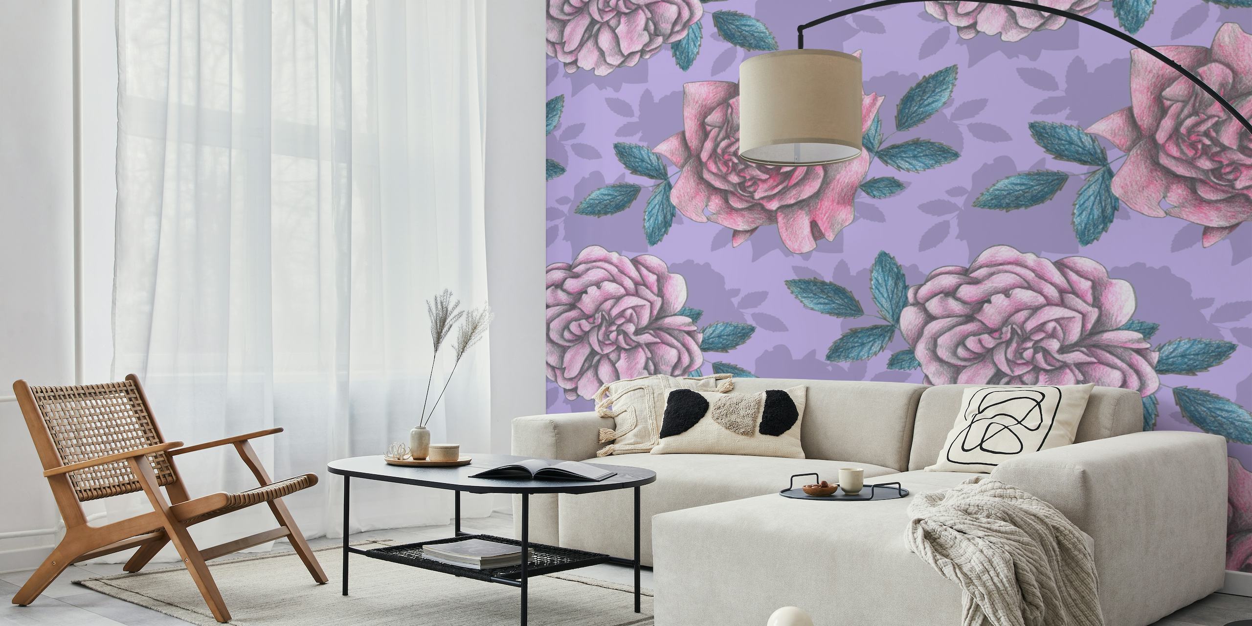 Victorian Roses Lavender papel de parede
