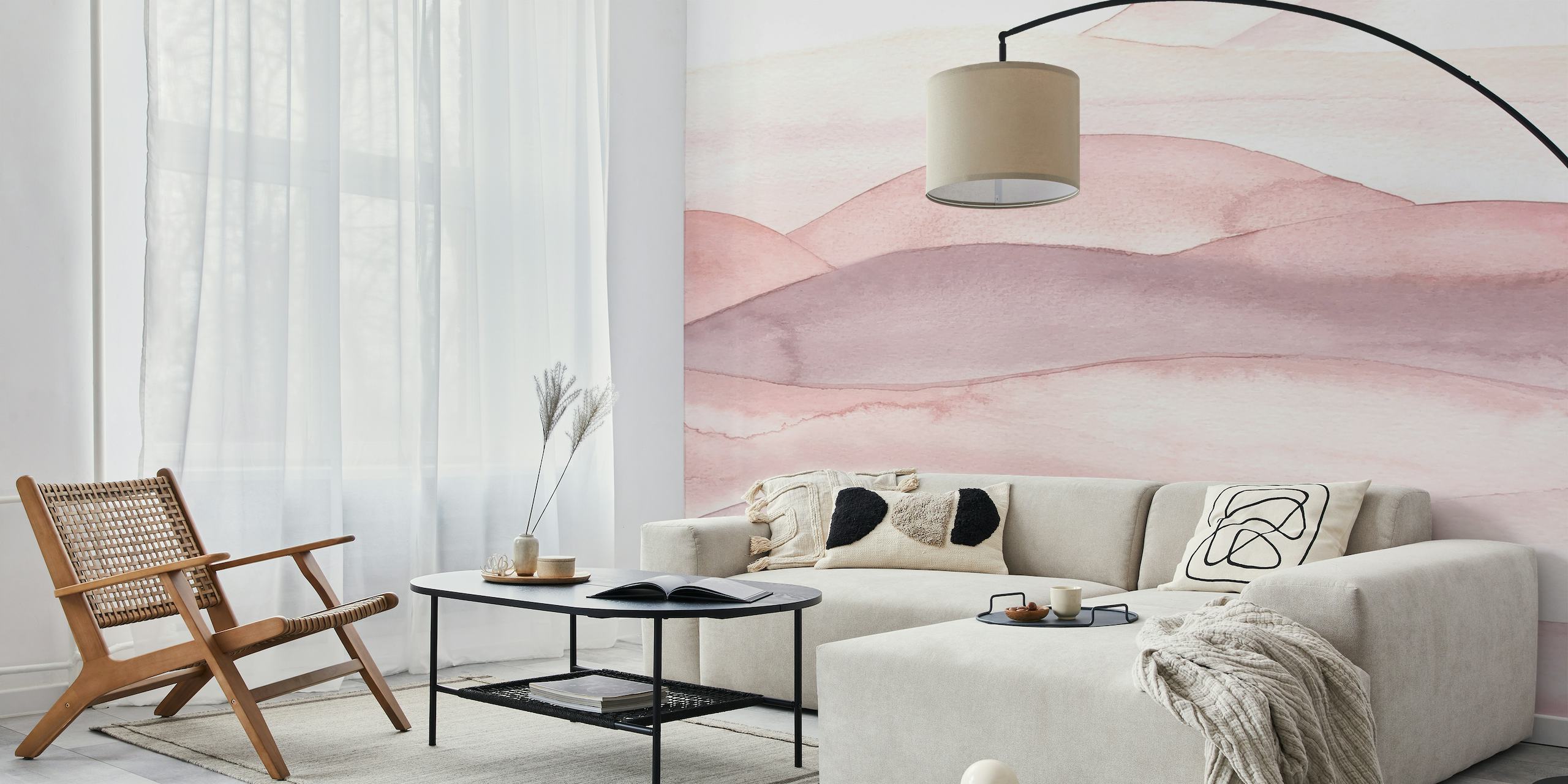 Abstract blush dream landscape wallpaper