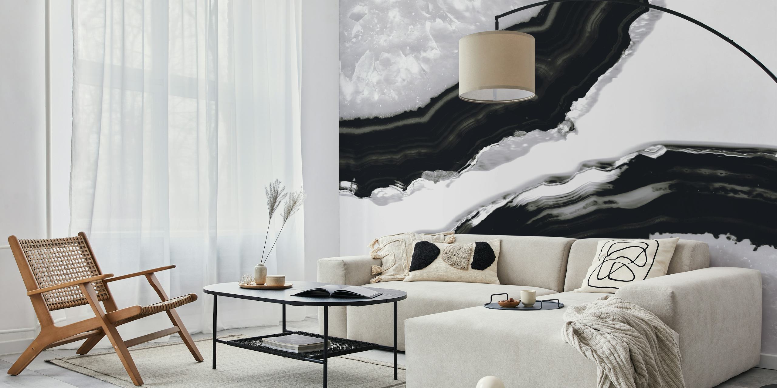 Black and gray agate stone pattern wallpaper