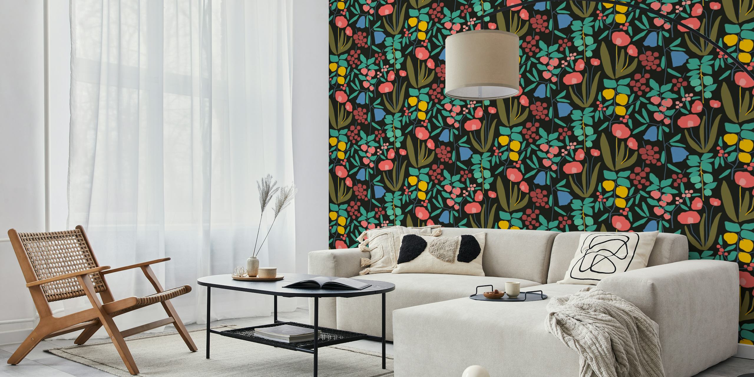 Colorful fruit and foliage pattern wall mural from happywall.com named Fruity Garden