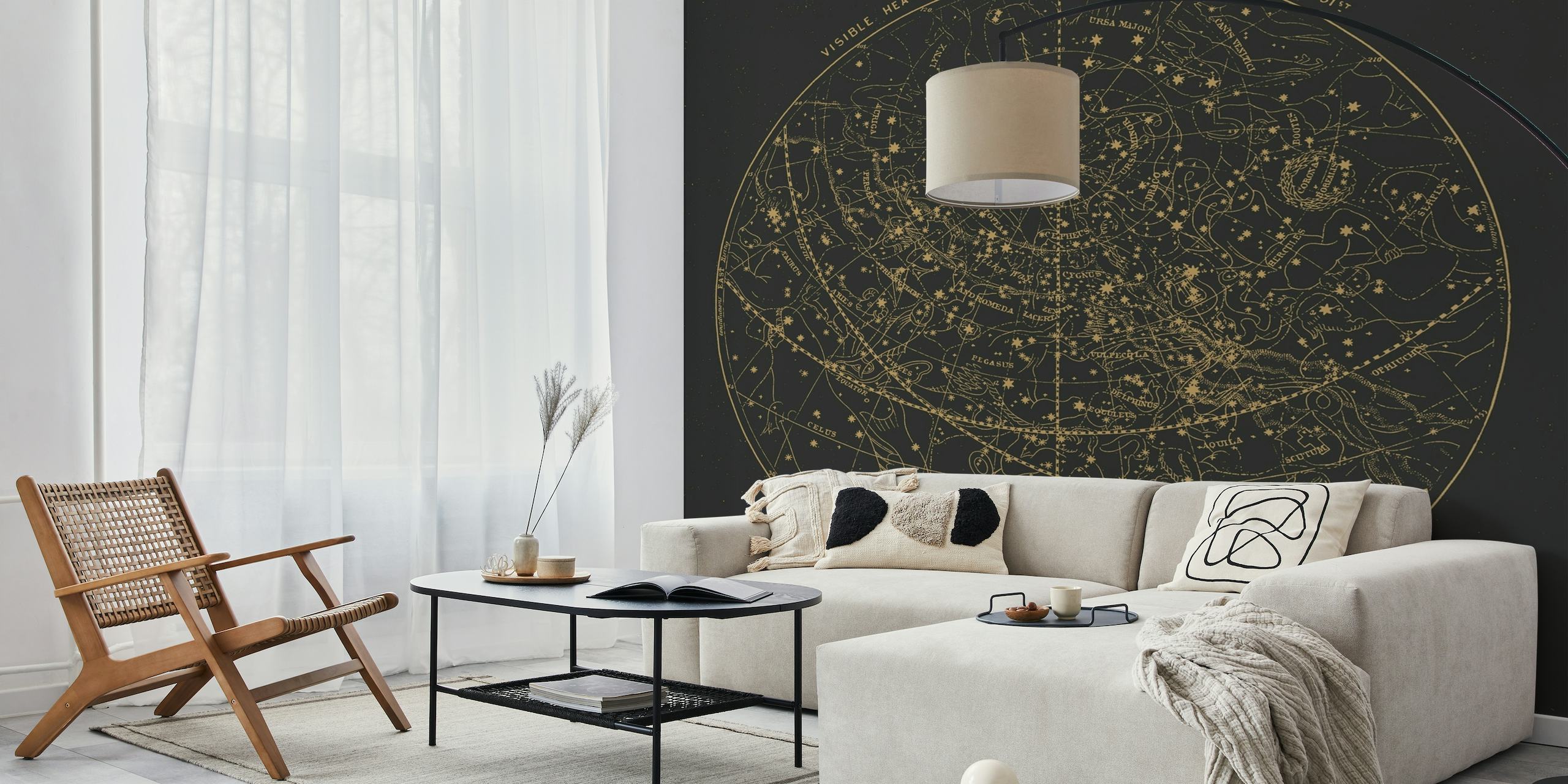 Celestial star map wall mural in dark colors from happywall.com