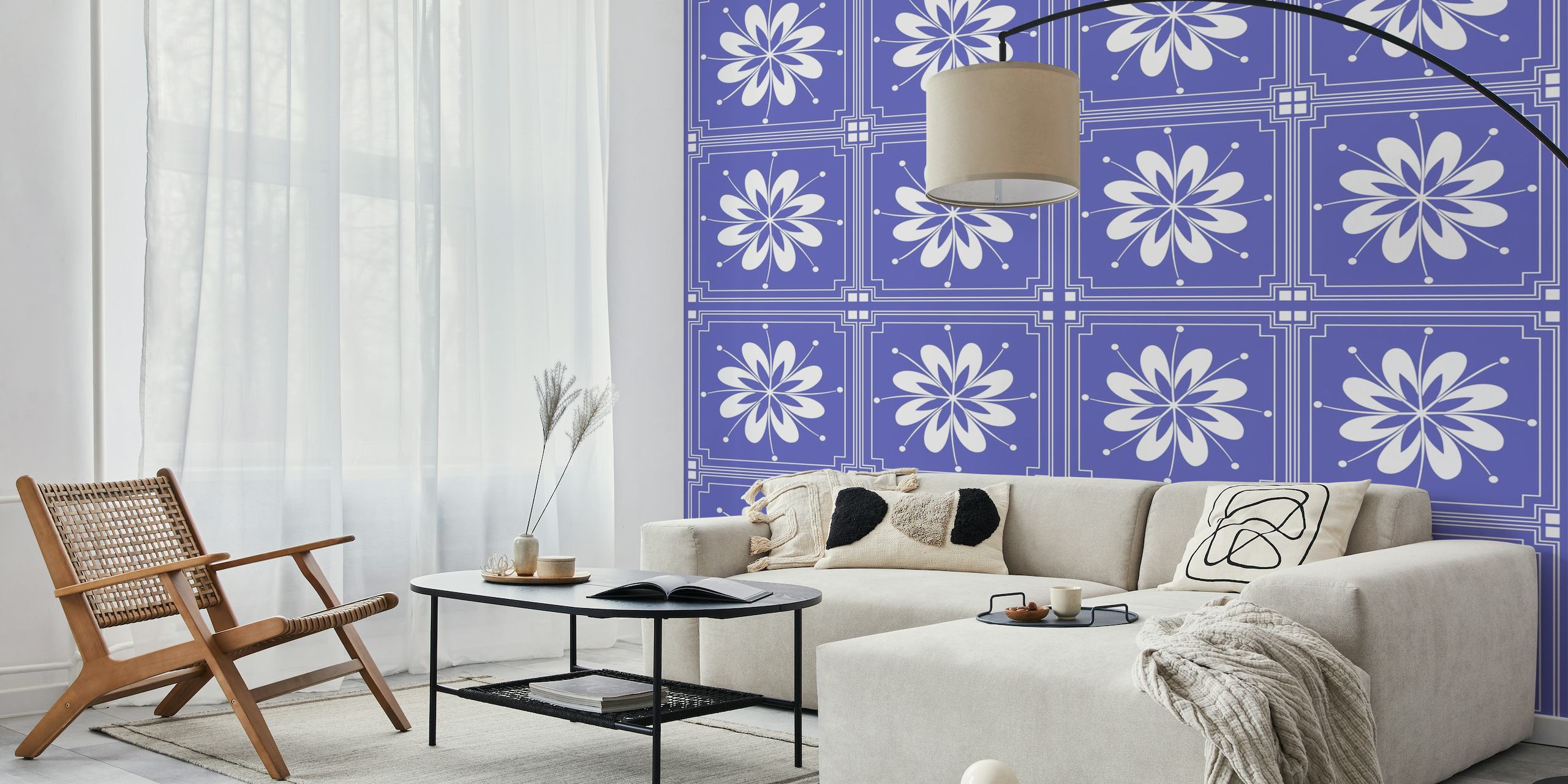 Very Peri Lavender Floral Tile tapet