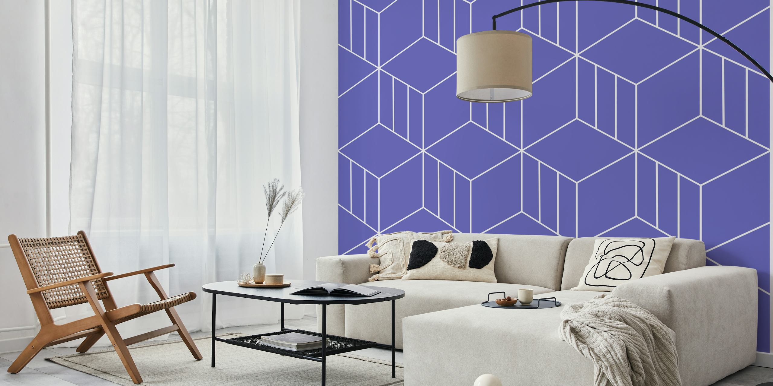 Geometrisches Tapetenmuster in einem Raum