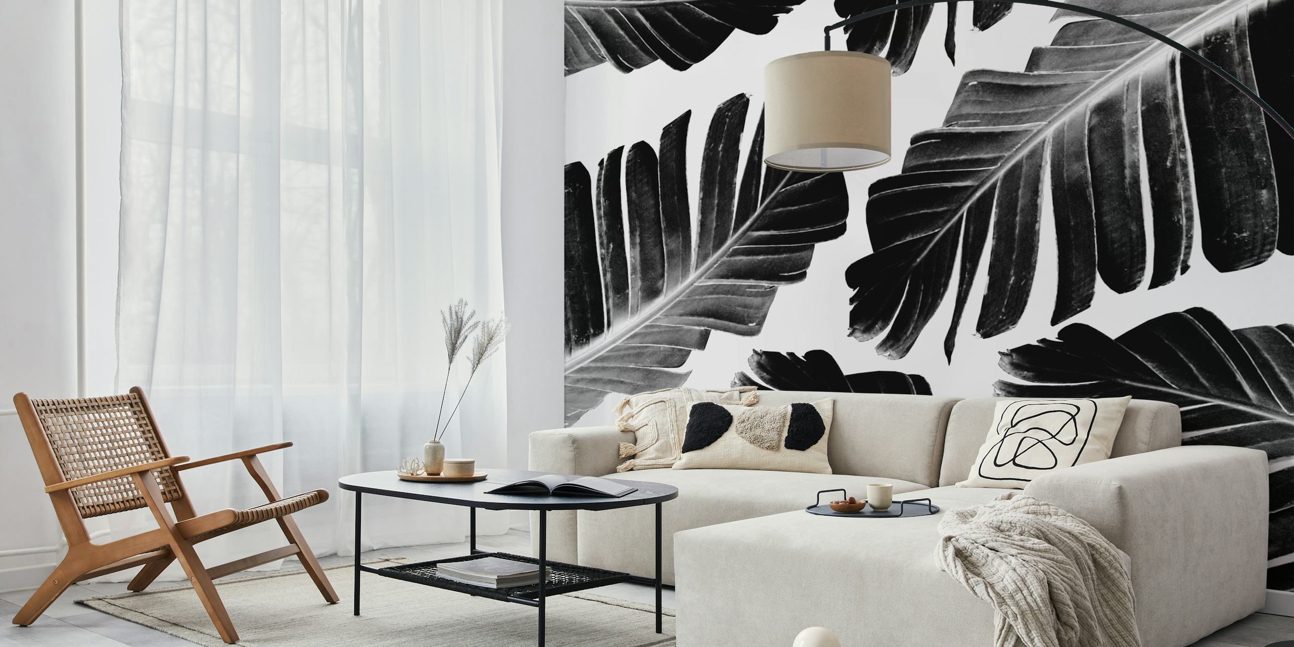 Tropical Black Banana tapetdesign i et rum