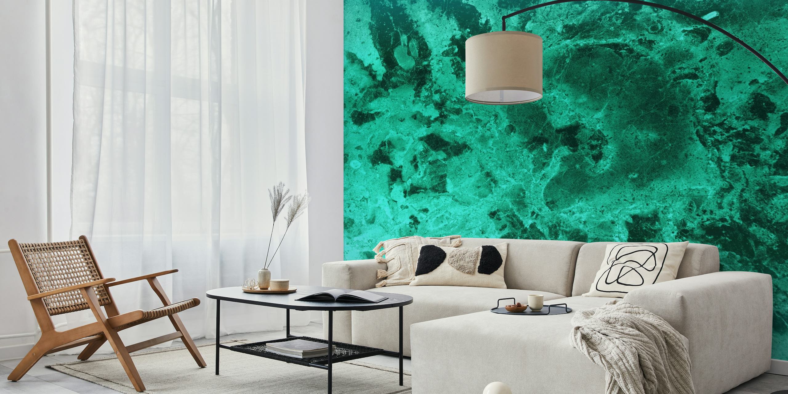 Smaragdinvihreä malakiittikuvioinen seinämaalaus nimeltä Malachite Dream 1