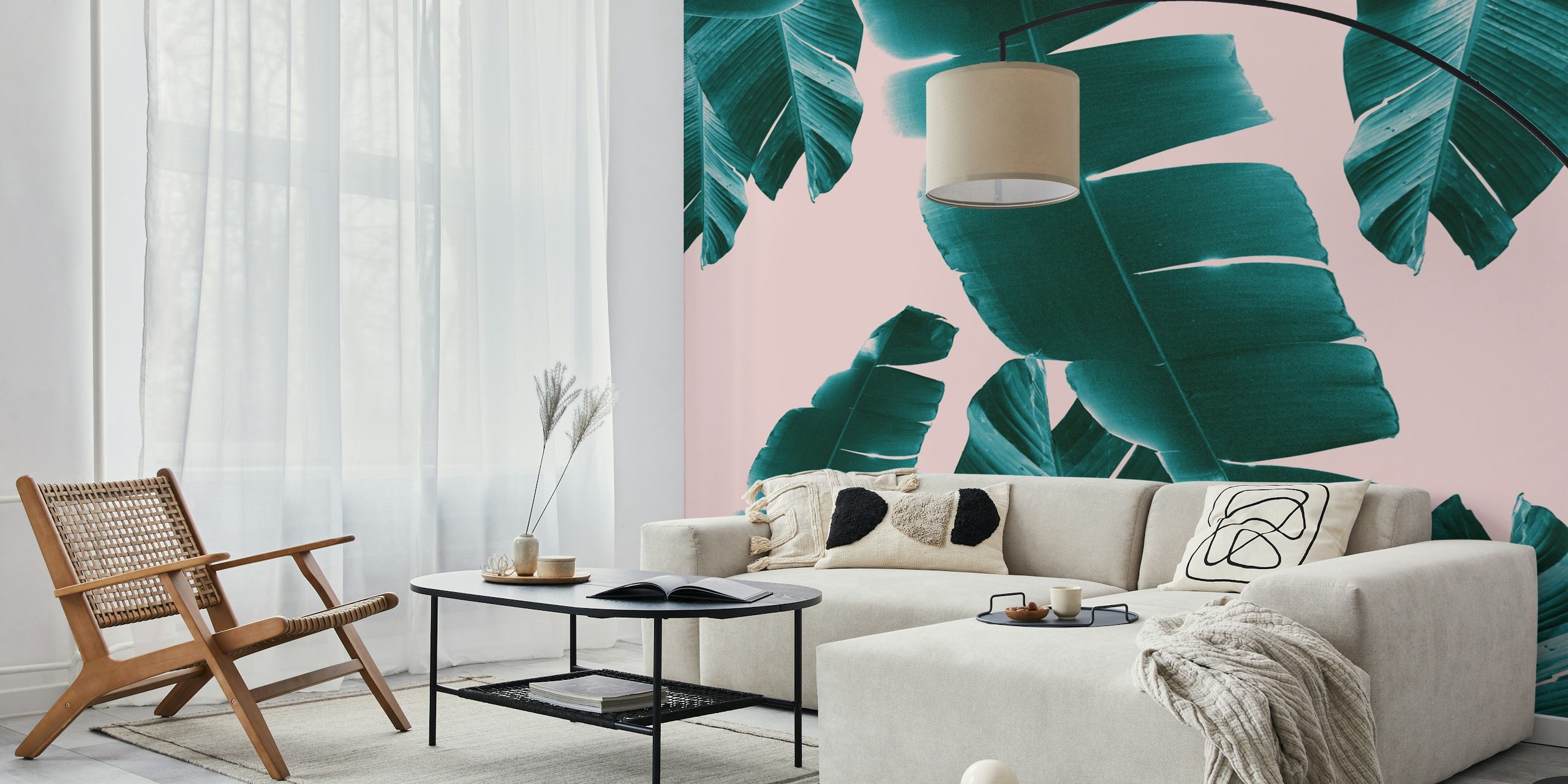 Banana Leaves Summer Vibes wallpaper in a room