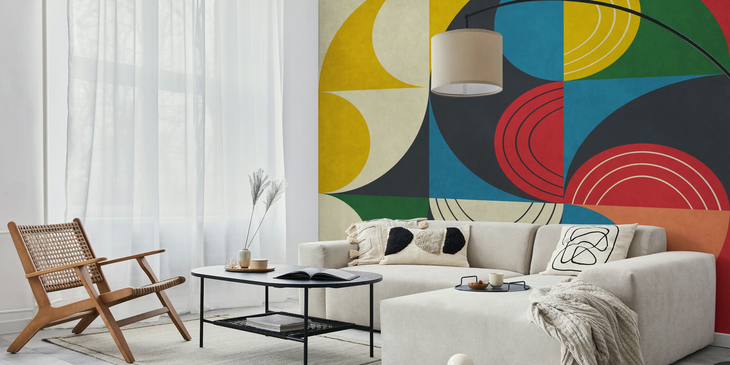 Geometric wallpaper featuring semi-circles