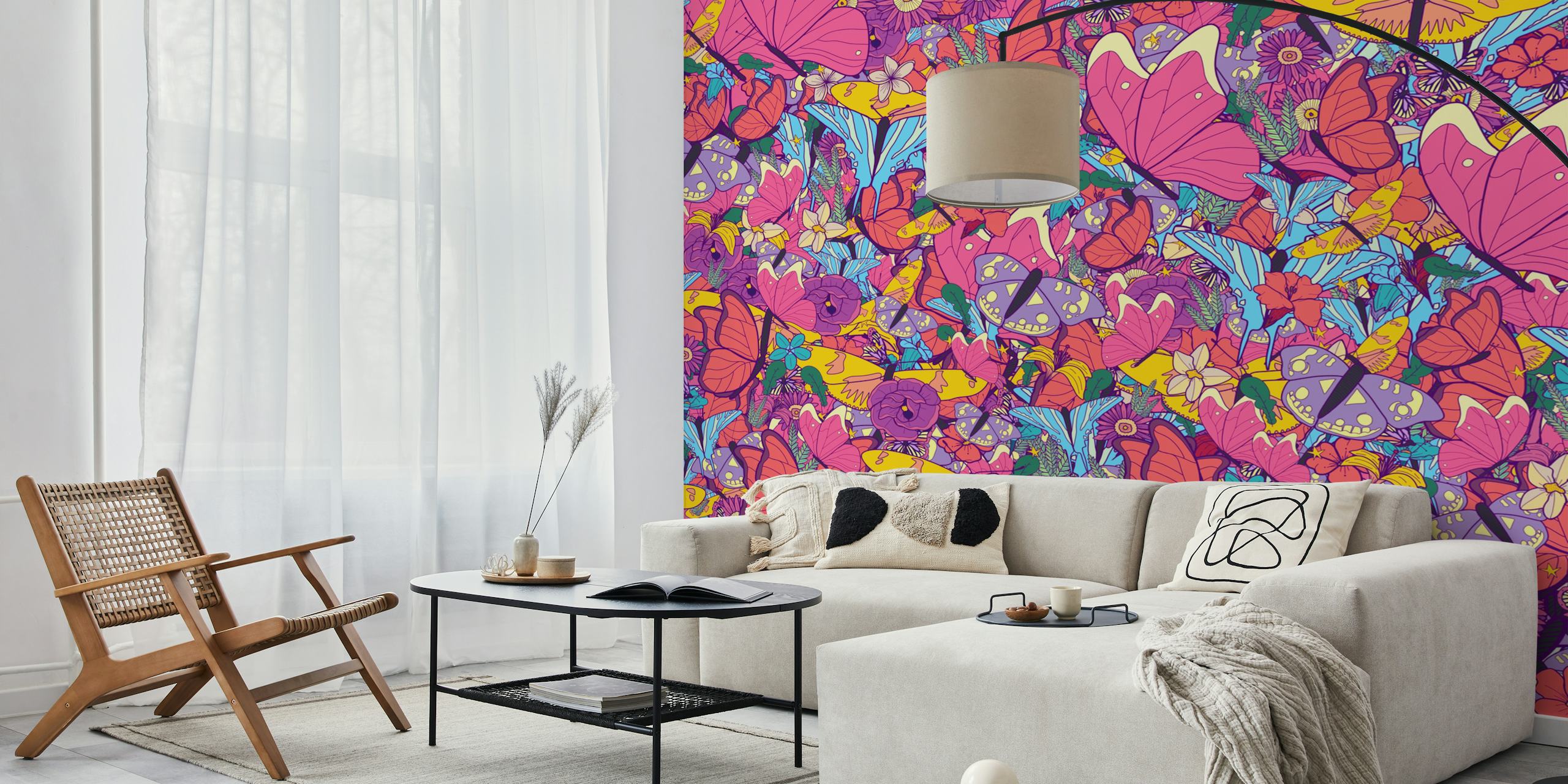 Spring butterflies wallpaper in a colorful design