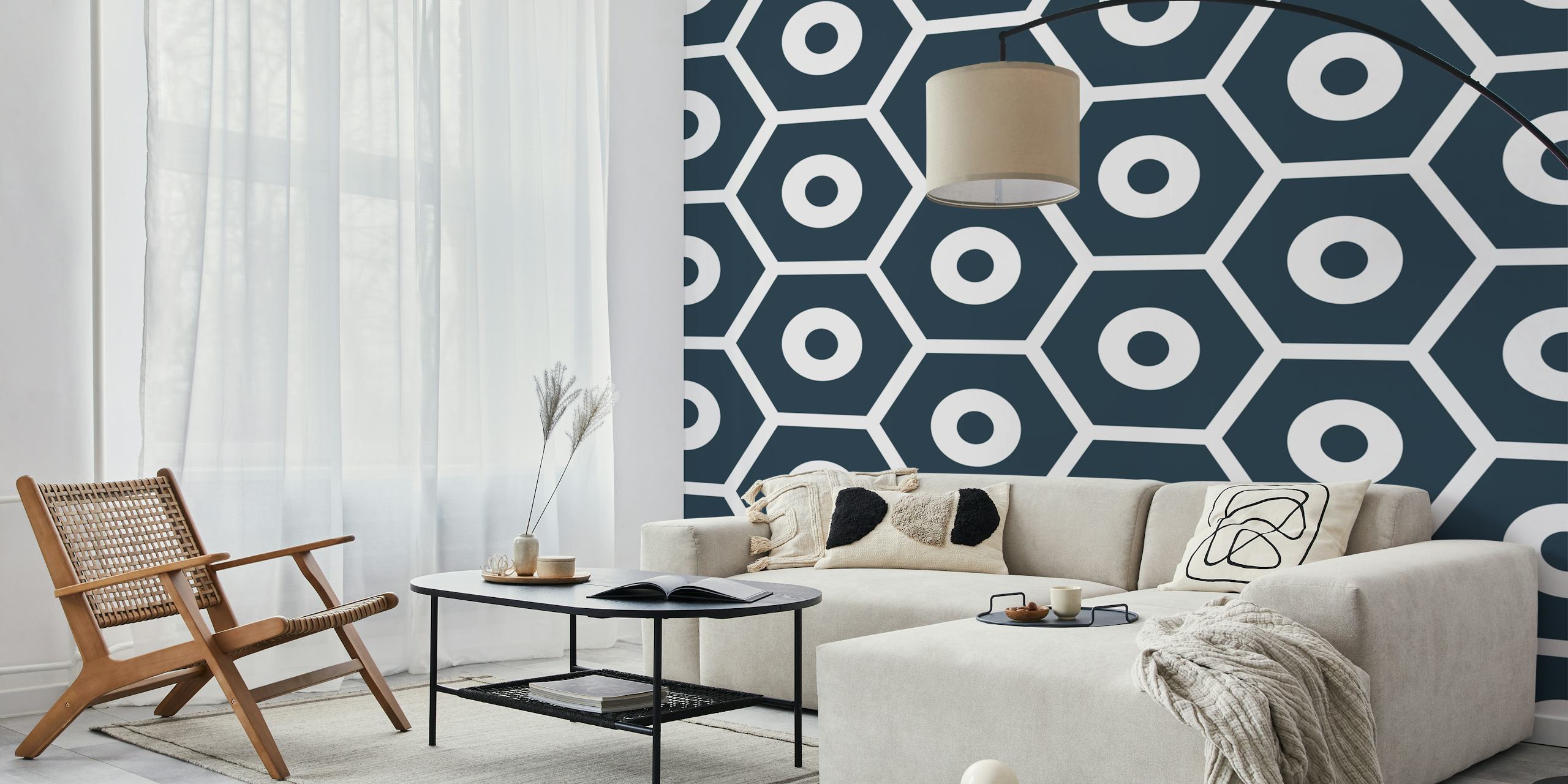 Tapeta Black and white hexagon u sobi