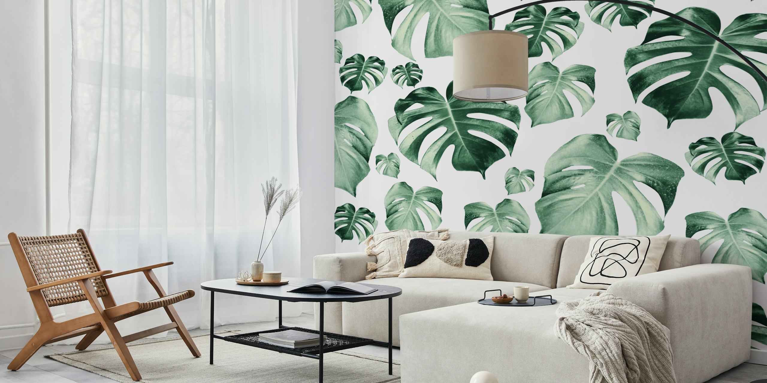 Tropical Monstera Pattern tapet i et rum