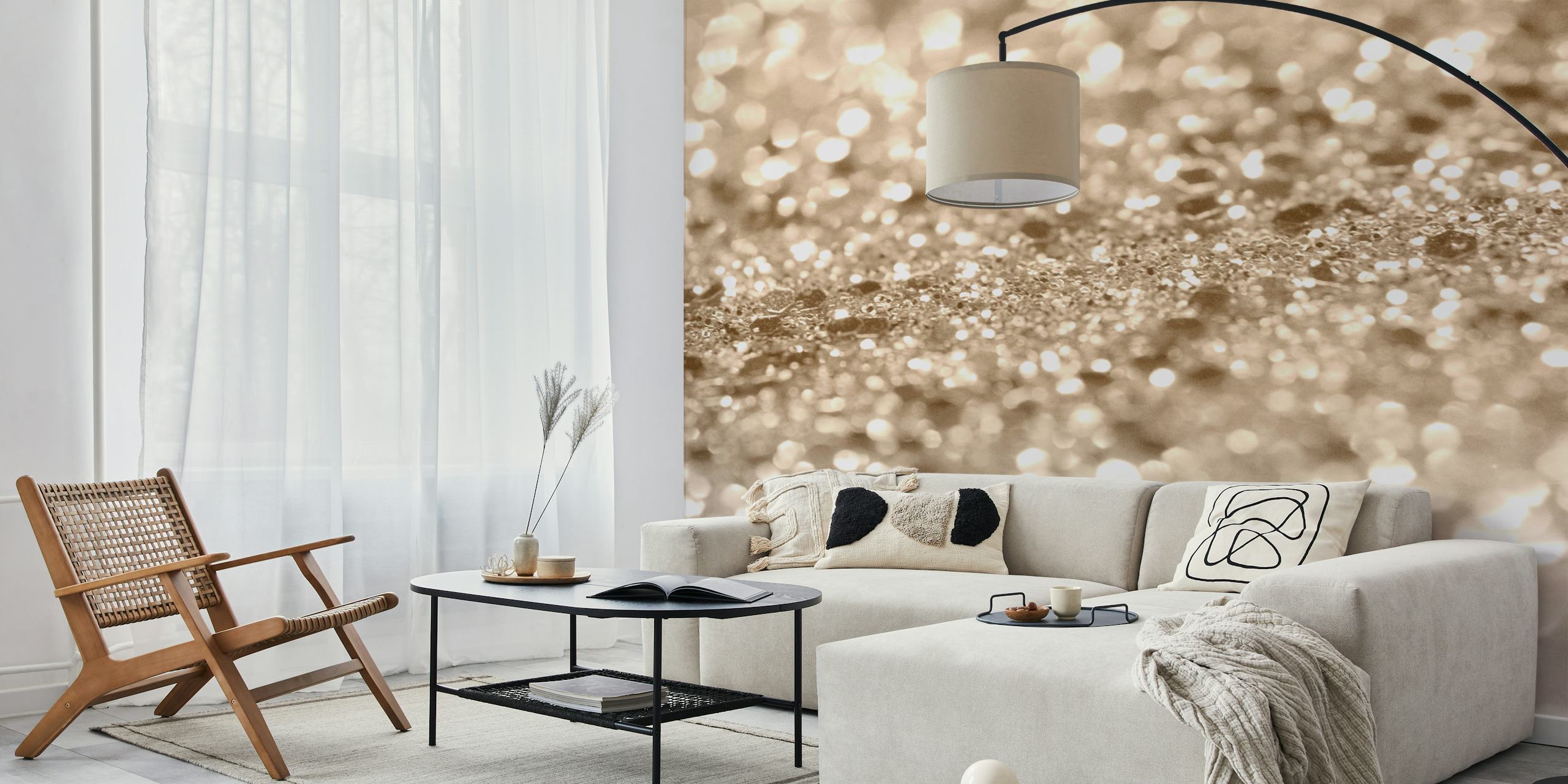 Τοιχογραφία τοίχου με χρυσή υφή glitter για κομψή εσωτερική διακόσμηση