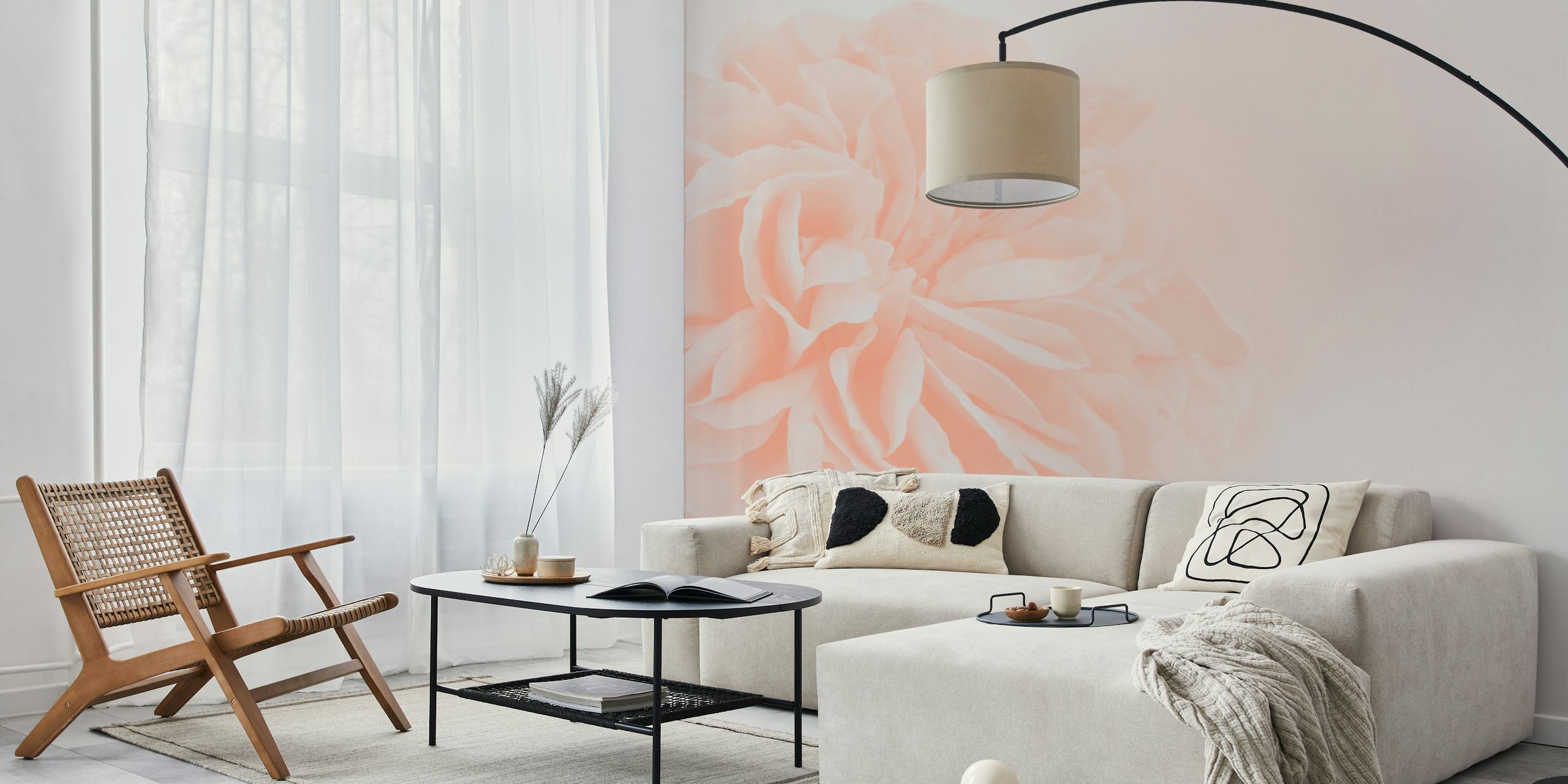 Peach floral design with soft petals wallpaper