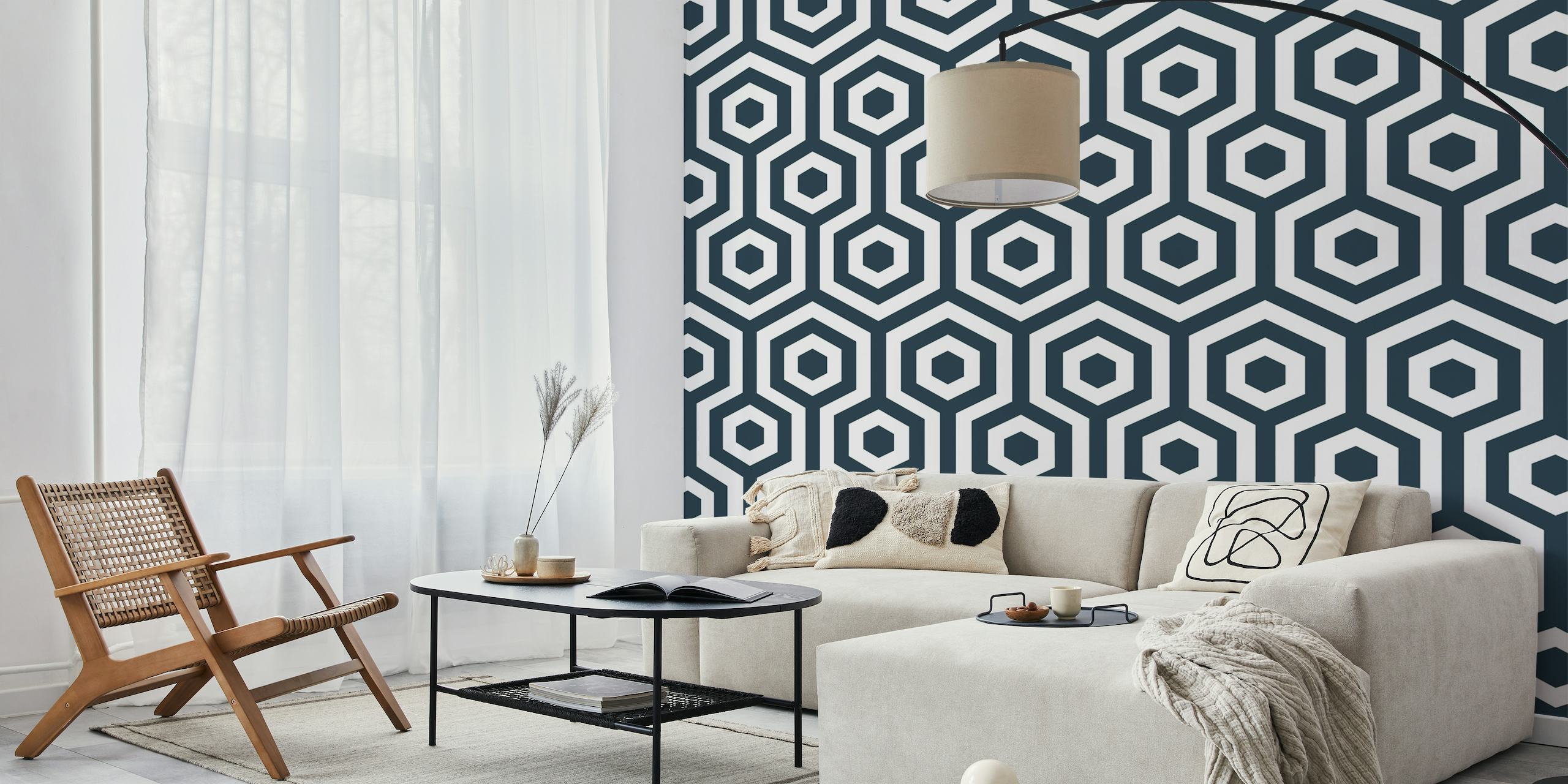 White Grey Hexagon Pattern papel de parede