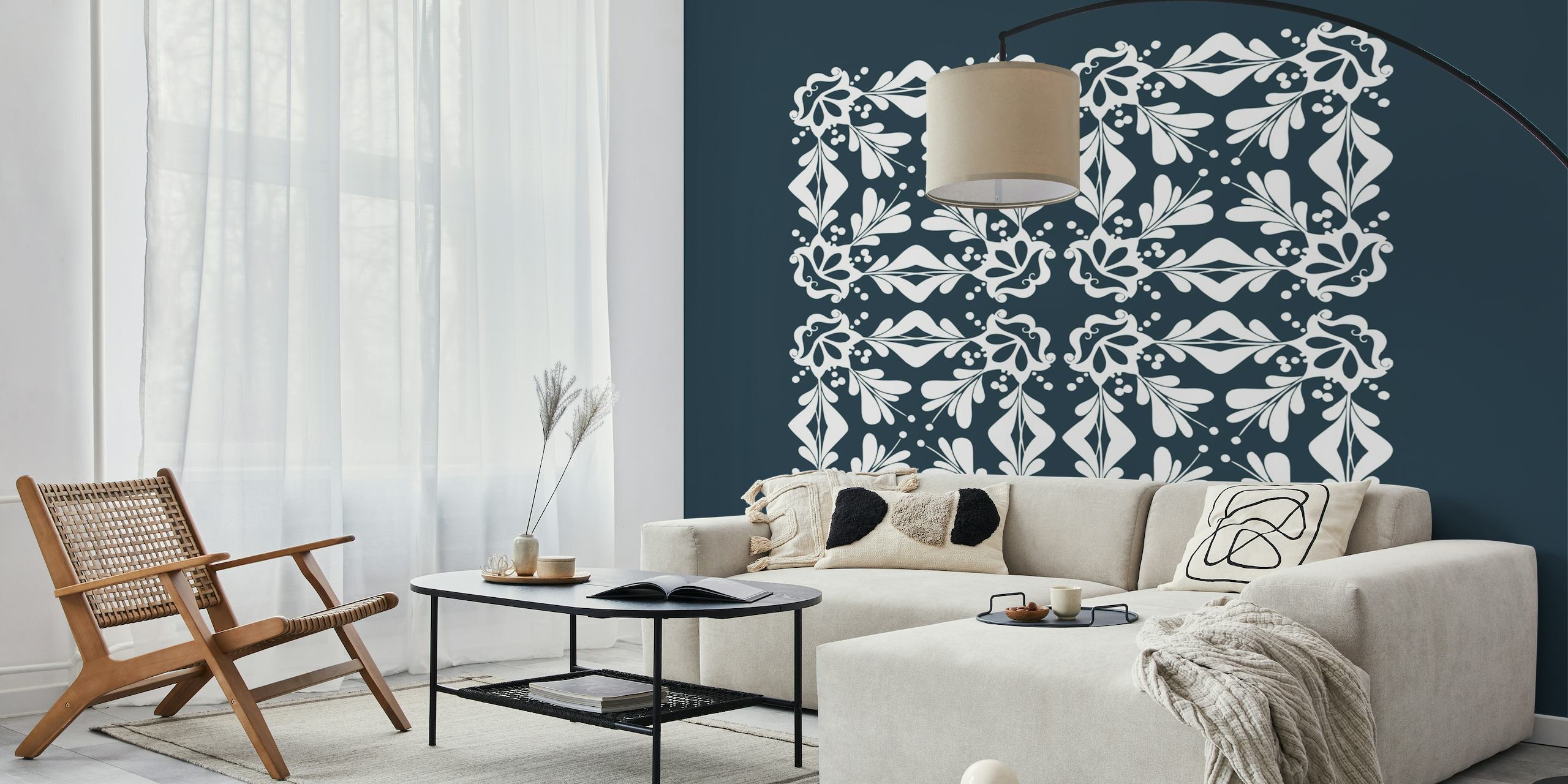 Floral monochrome ornaments wallpaper