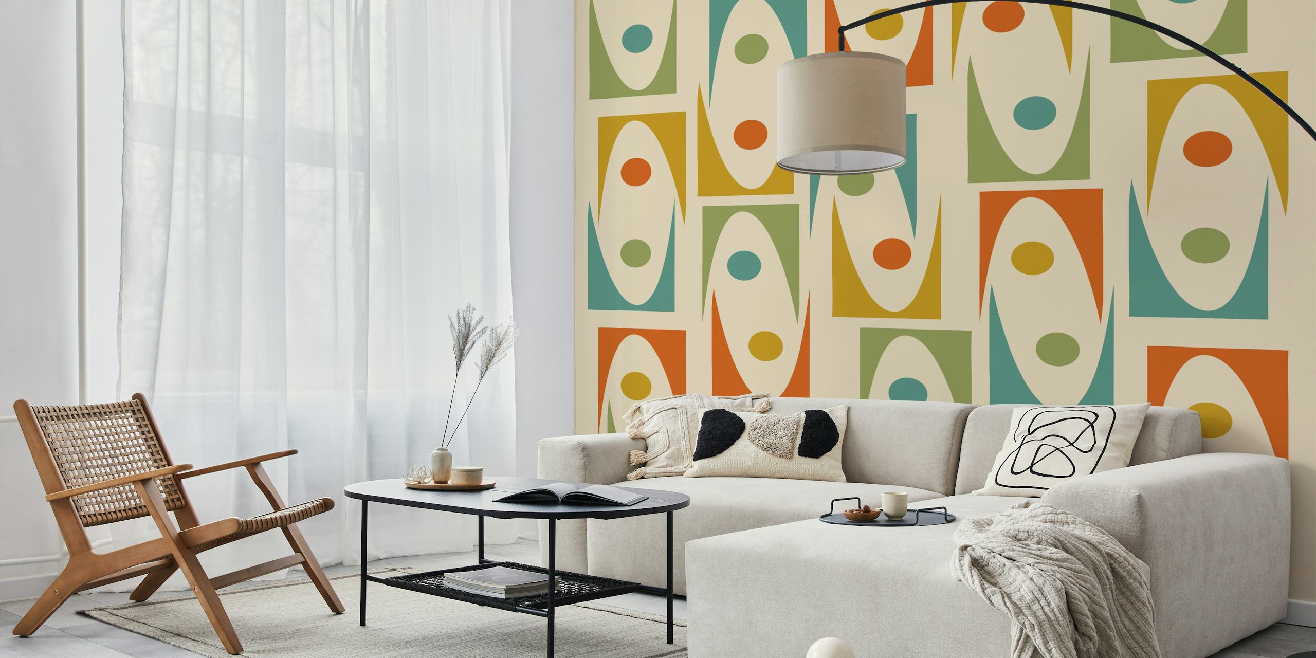 Mid Century Modern Ornaments wallpaper in a room