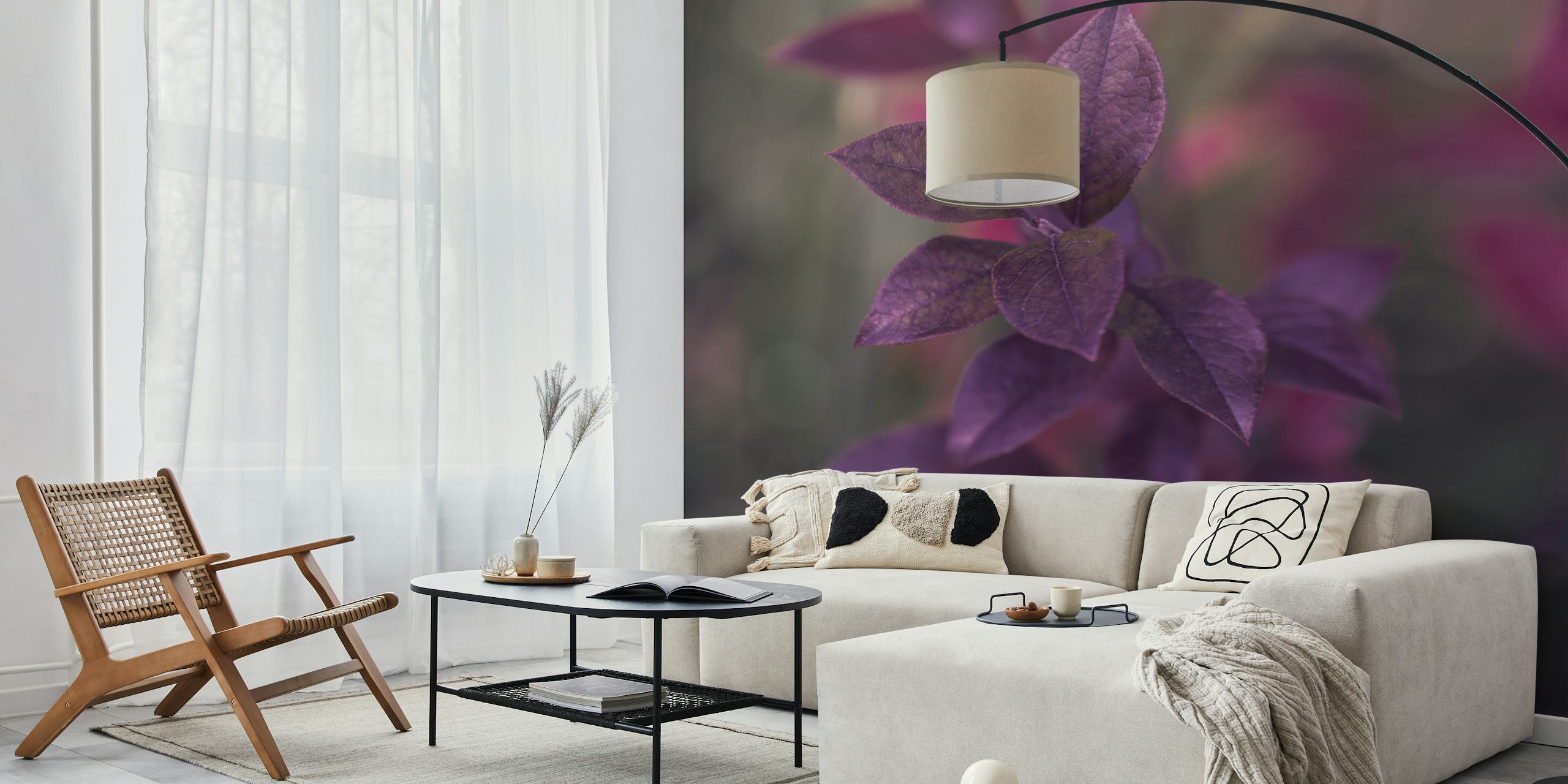 Purple autumn leaves on a blurred background wallpaper