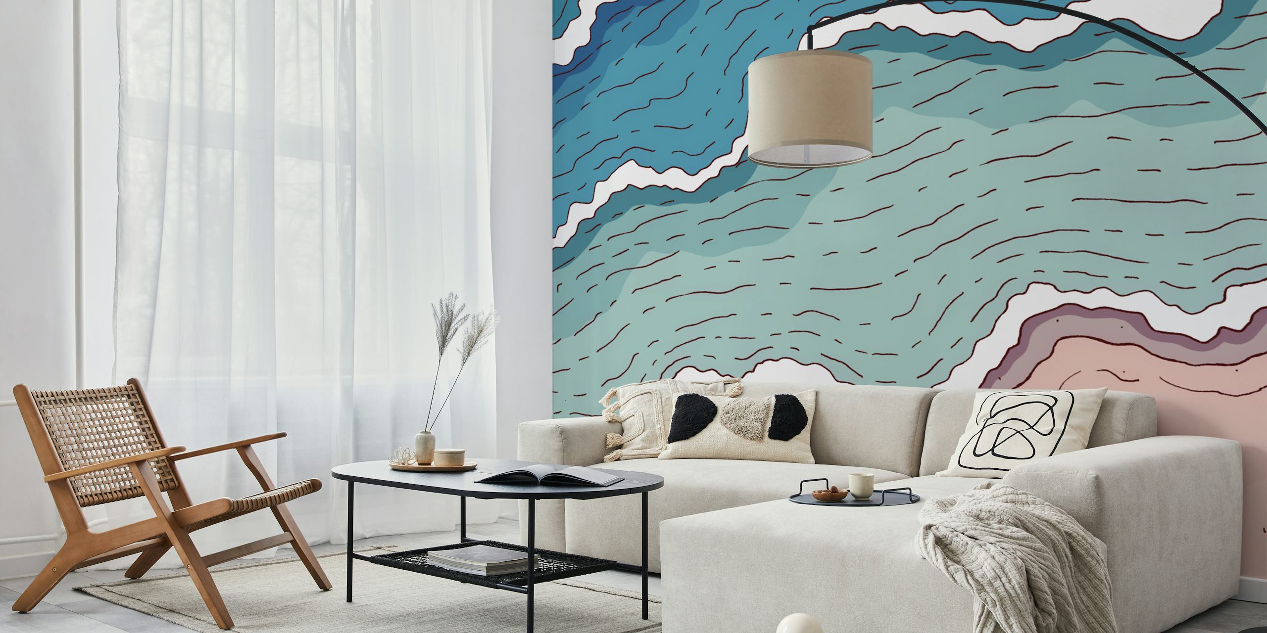 The beach and the sea design de papier peint dans une pièce