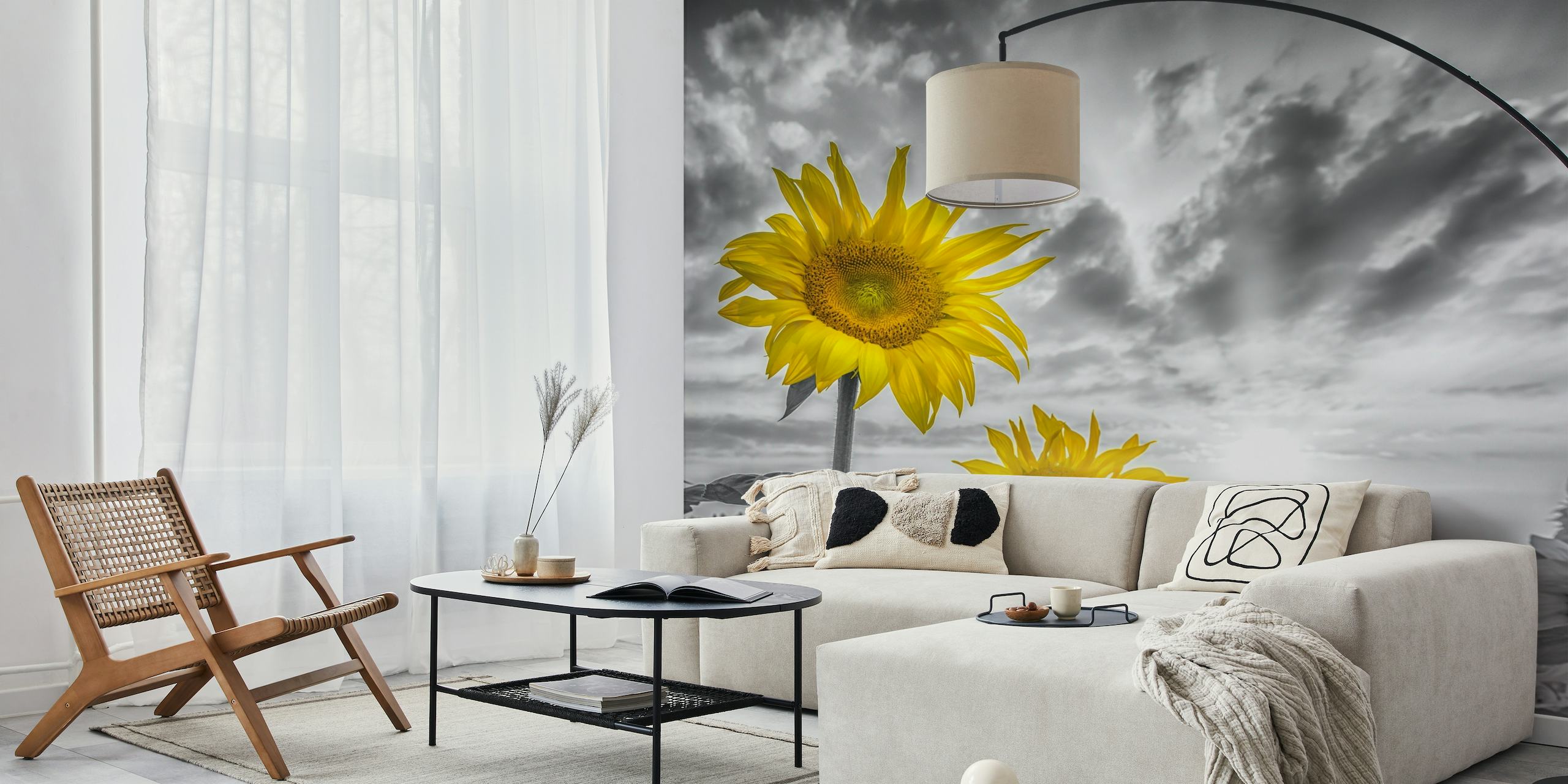 Focus on two sunflowers papel pintado