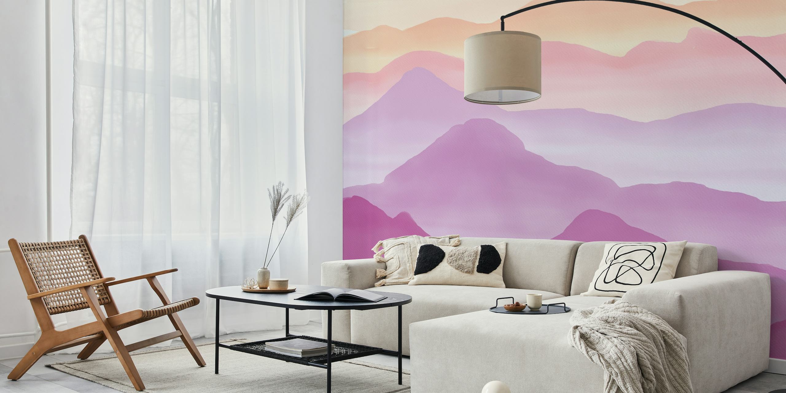 Purple Watercolor Mountains papel de parede