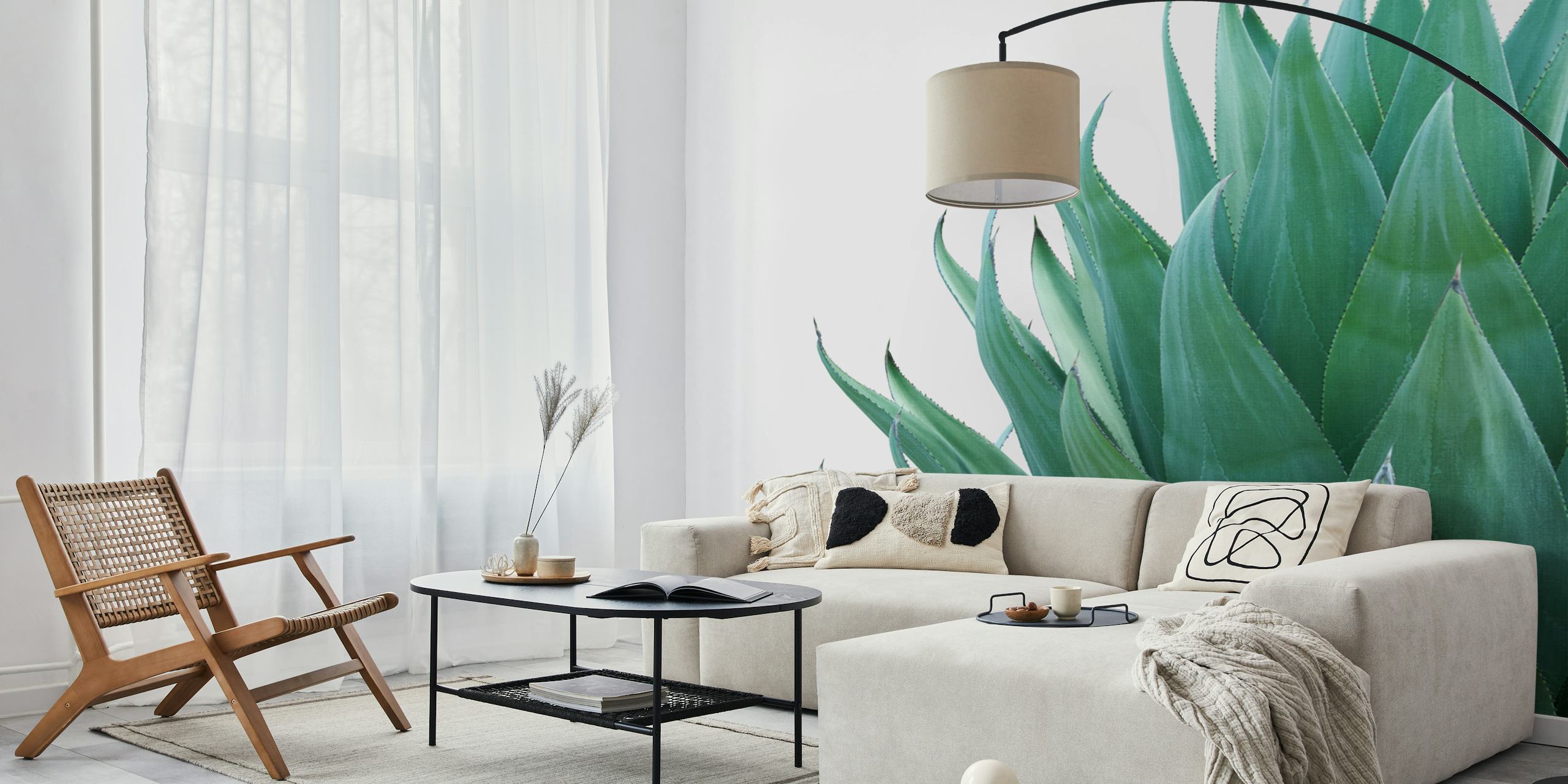 Minimal Agave wzór tapet w pokoju