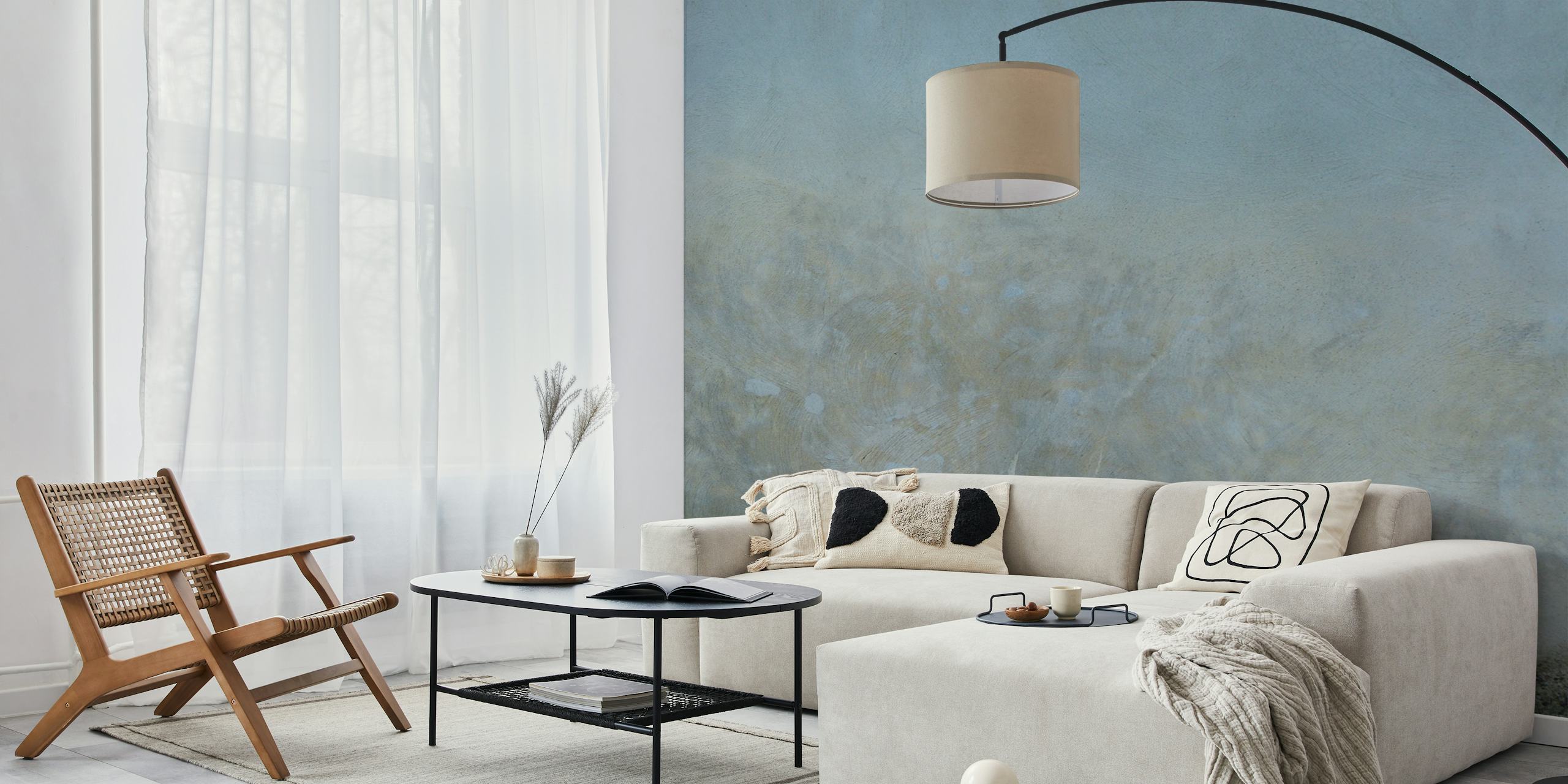 Bluish Wall design i en rumsinställning