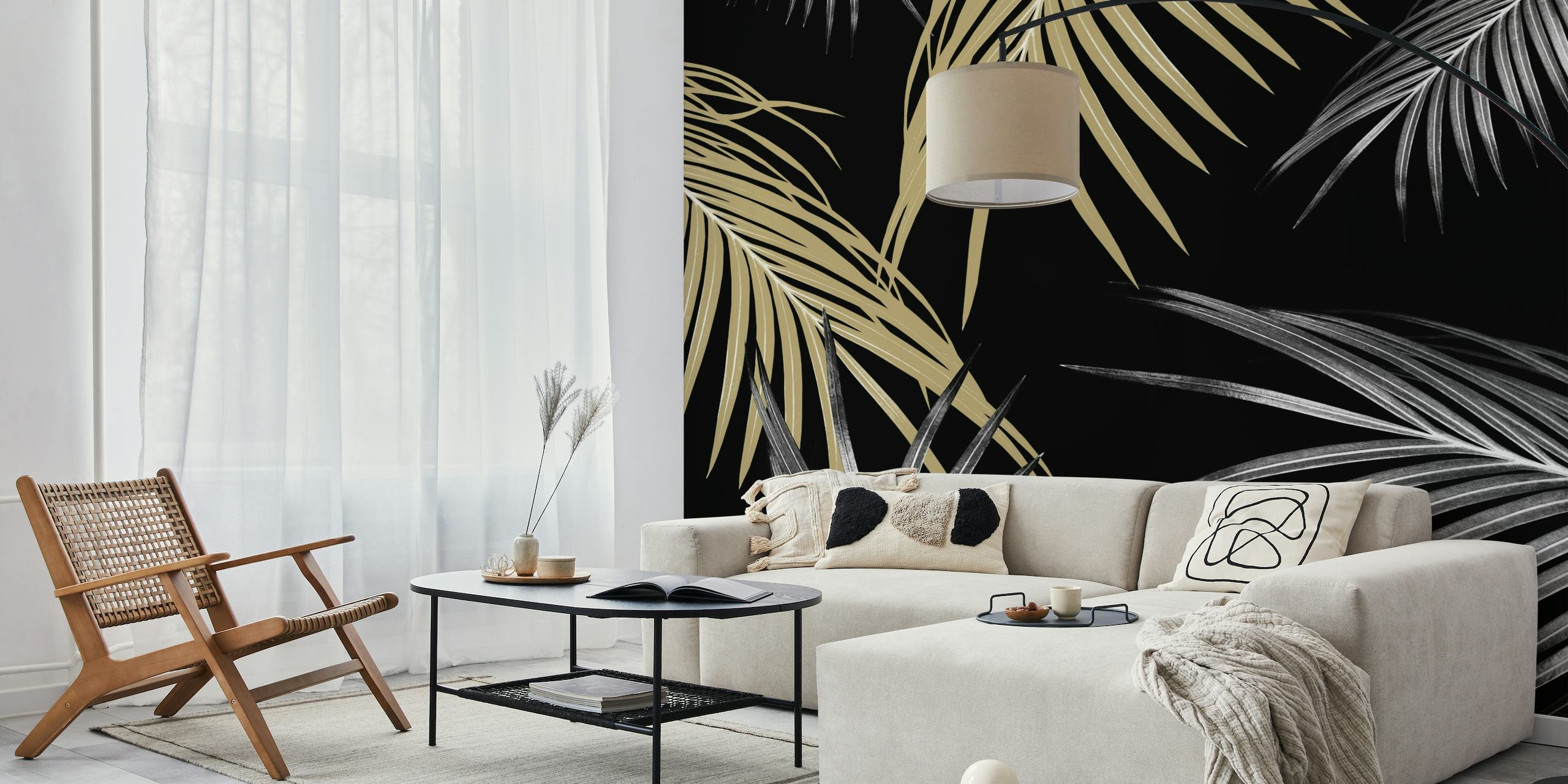 Gold Gray Palm Leaves Dream 1 wallpaper